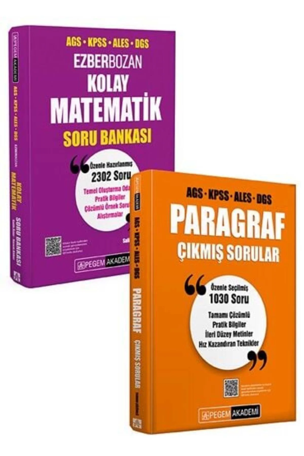 Pegem KPSS MEB-AGS ALES DGS Paragraf Çıkmış Sorular + Matematik Soru Bankası 2 li Set Pegem Akademi Fiyatı, Yorumları ve Özellikleri