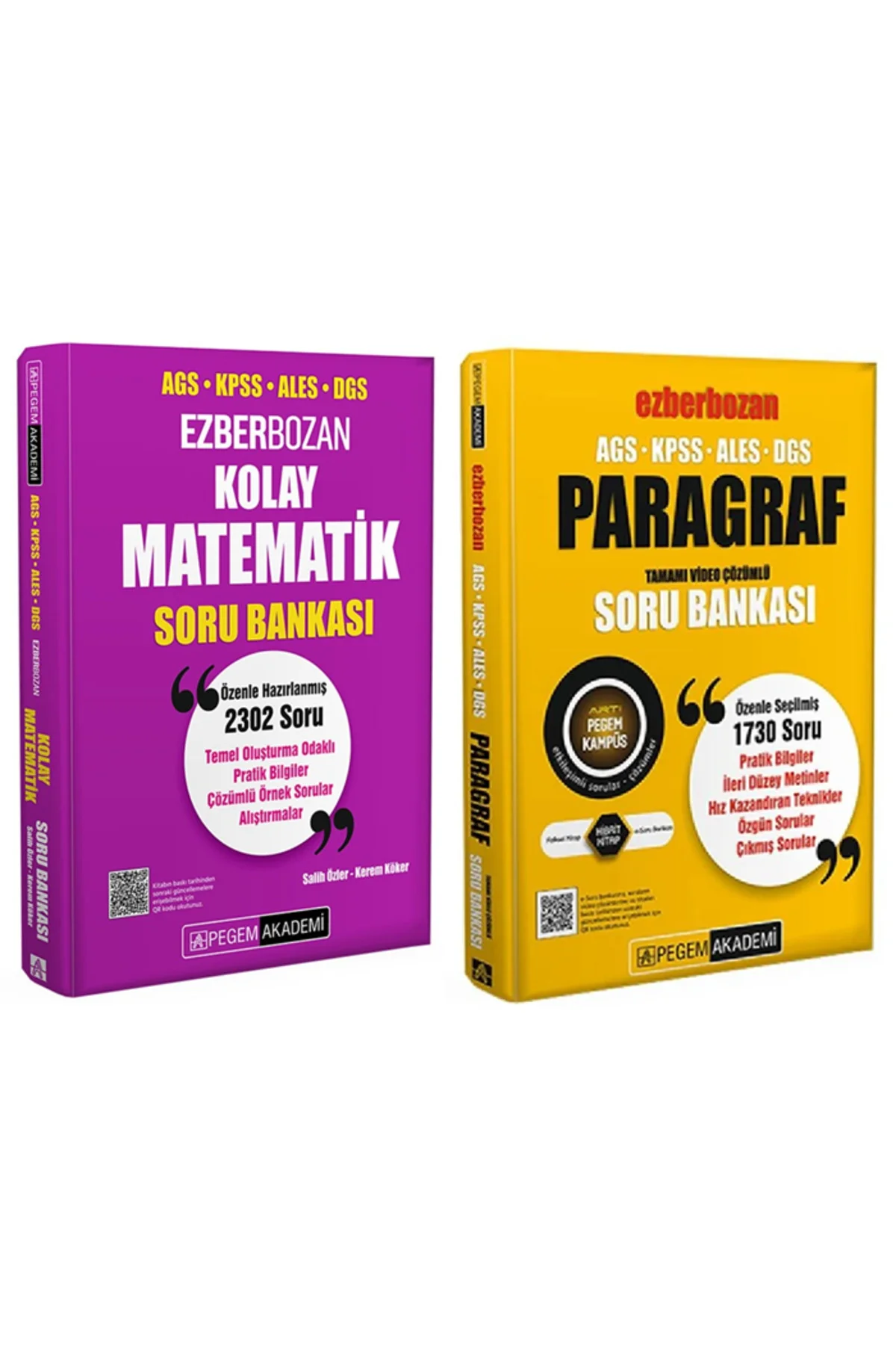 Pegem KPSS MEB-AGS ALES DGS Kolay Matematik + Ezberbozan Paragraf Soru 2 li Set Pegem Akademi Yayınl