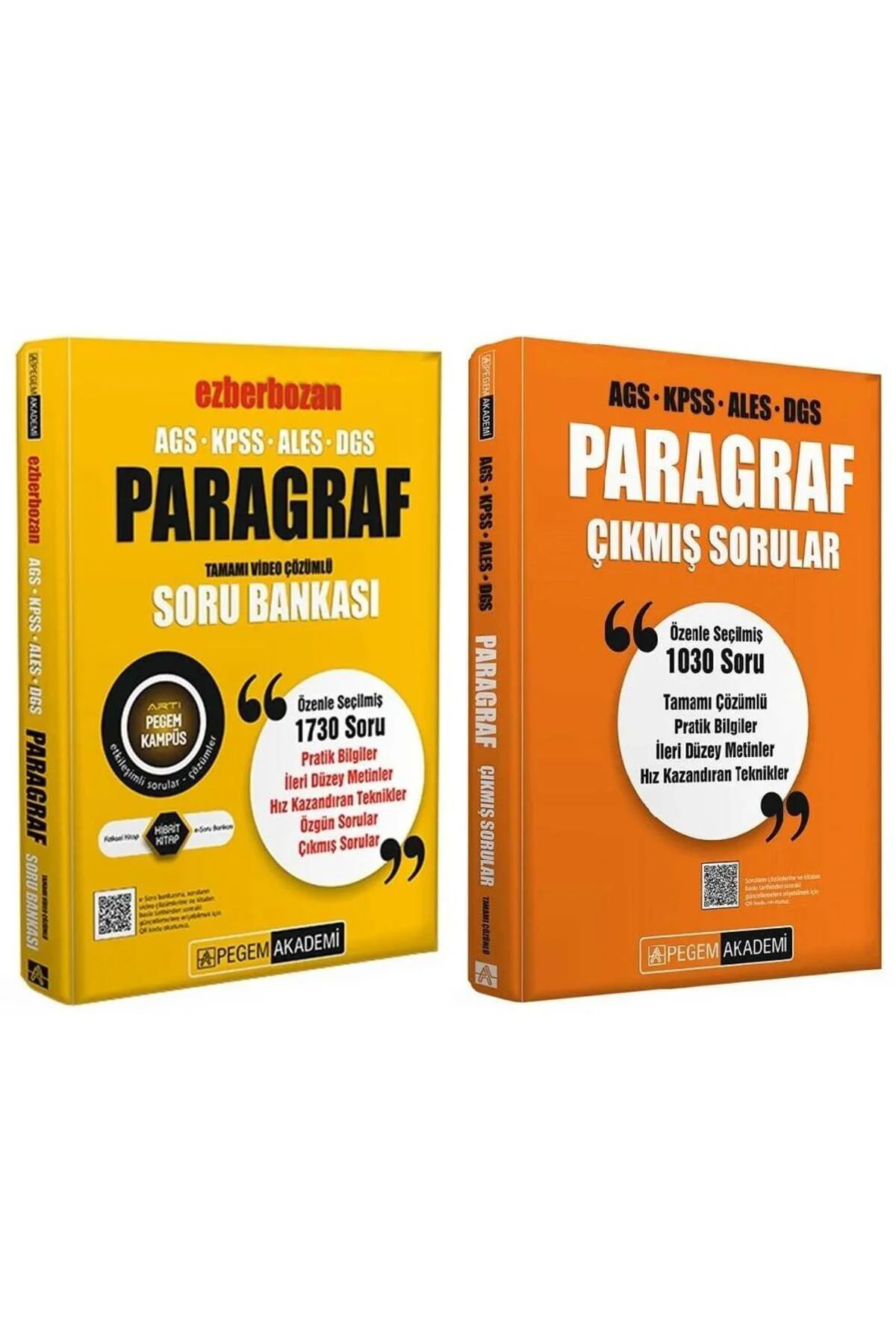 Pegem KPSS MEB-AGS ALES DGS Paragraf Ezberbozan Soru Bankası + Çıkmış Sorular 2 li Set Pegem Akademi