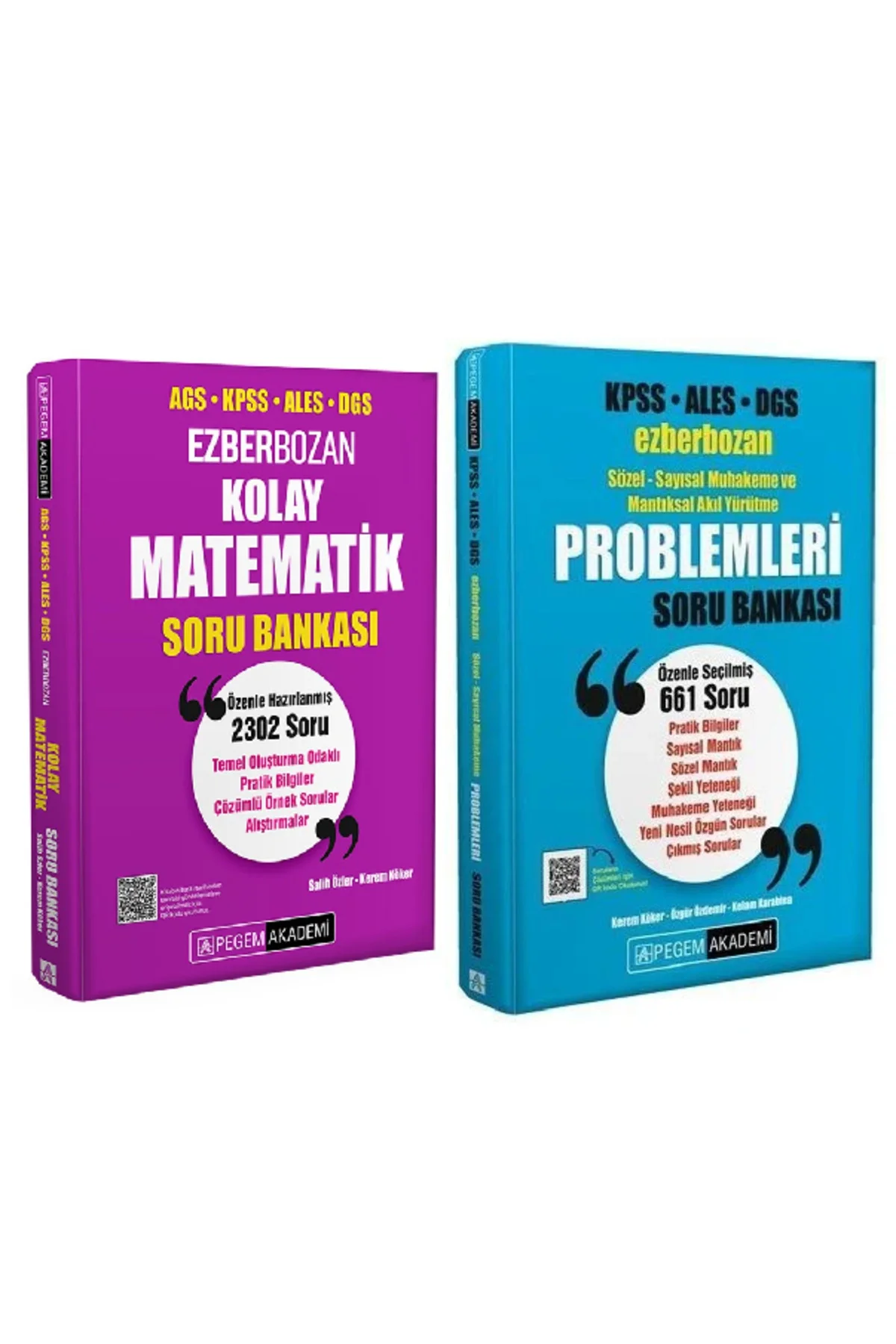 Pegem KPSS MEB-AGS ALES DGS Kolay Matematik + Ezberbozan Problemler Soru 2 li Set Pegem Akademi Yayı