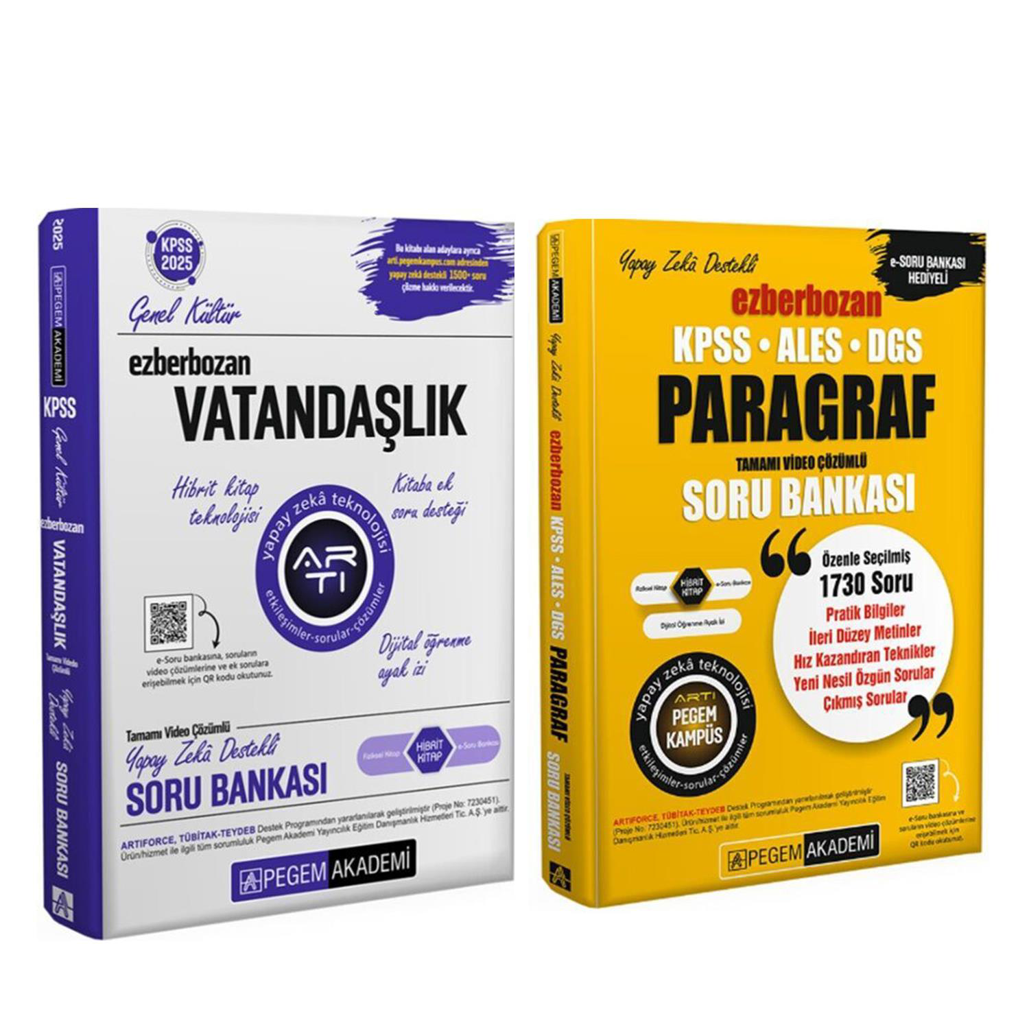 Pegem KPSS Vatandaşlık ve Paragraf Soru Bankası Seti 2 Kitap
