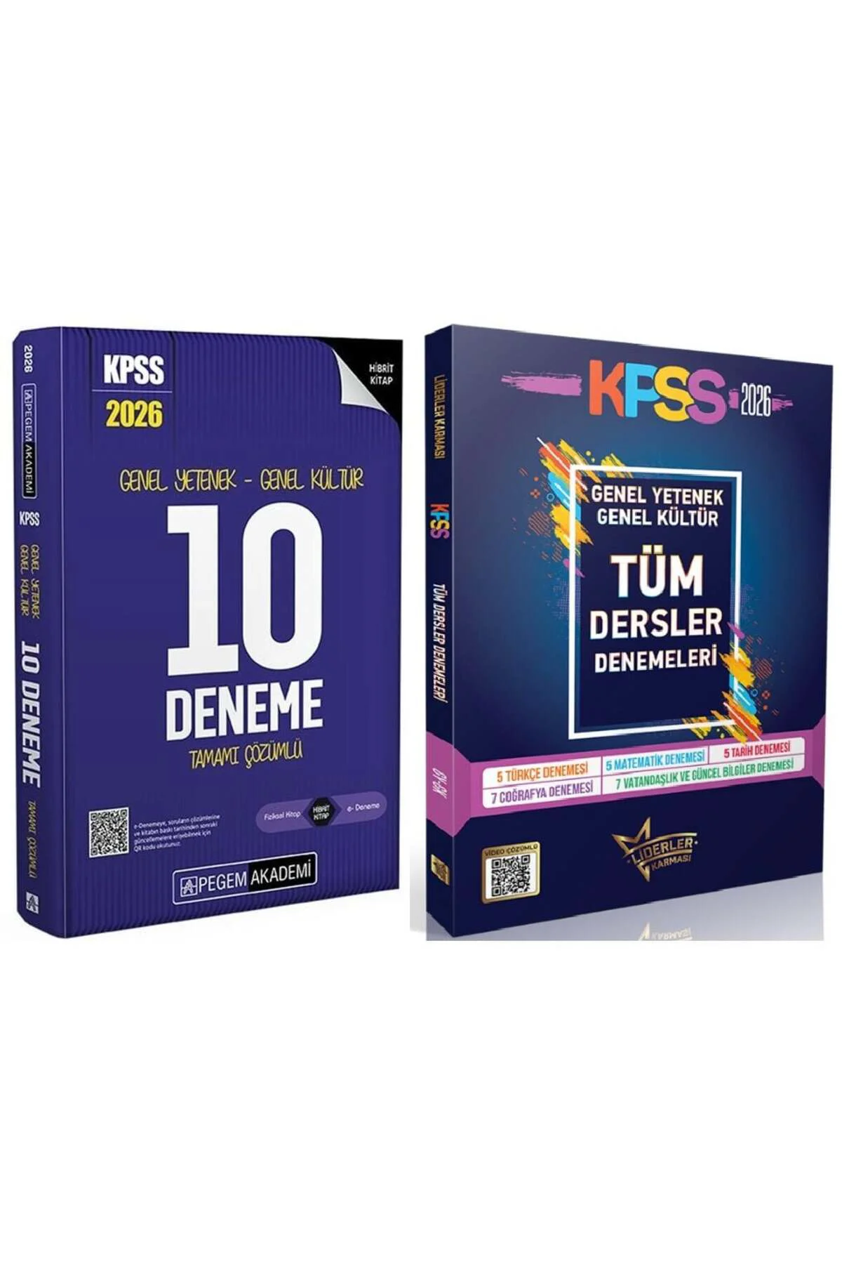 Pegem + Liderler Karması 2026 KPSS Genel Yetenek Genel Kültür 10+29 Deneme 2 li Set Pegem Akademi +