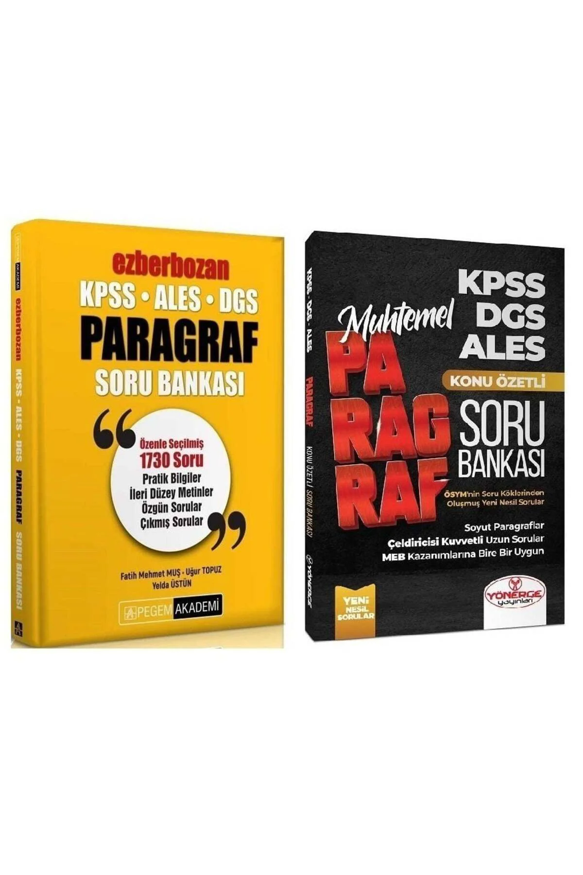 Pegem + Yönerge KPSS ALES DGS Paragraf Ezberbozan Soru 2 li Set Pegem + Yönerge Yayınları