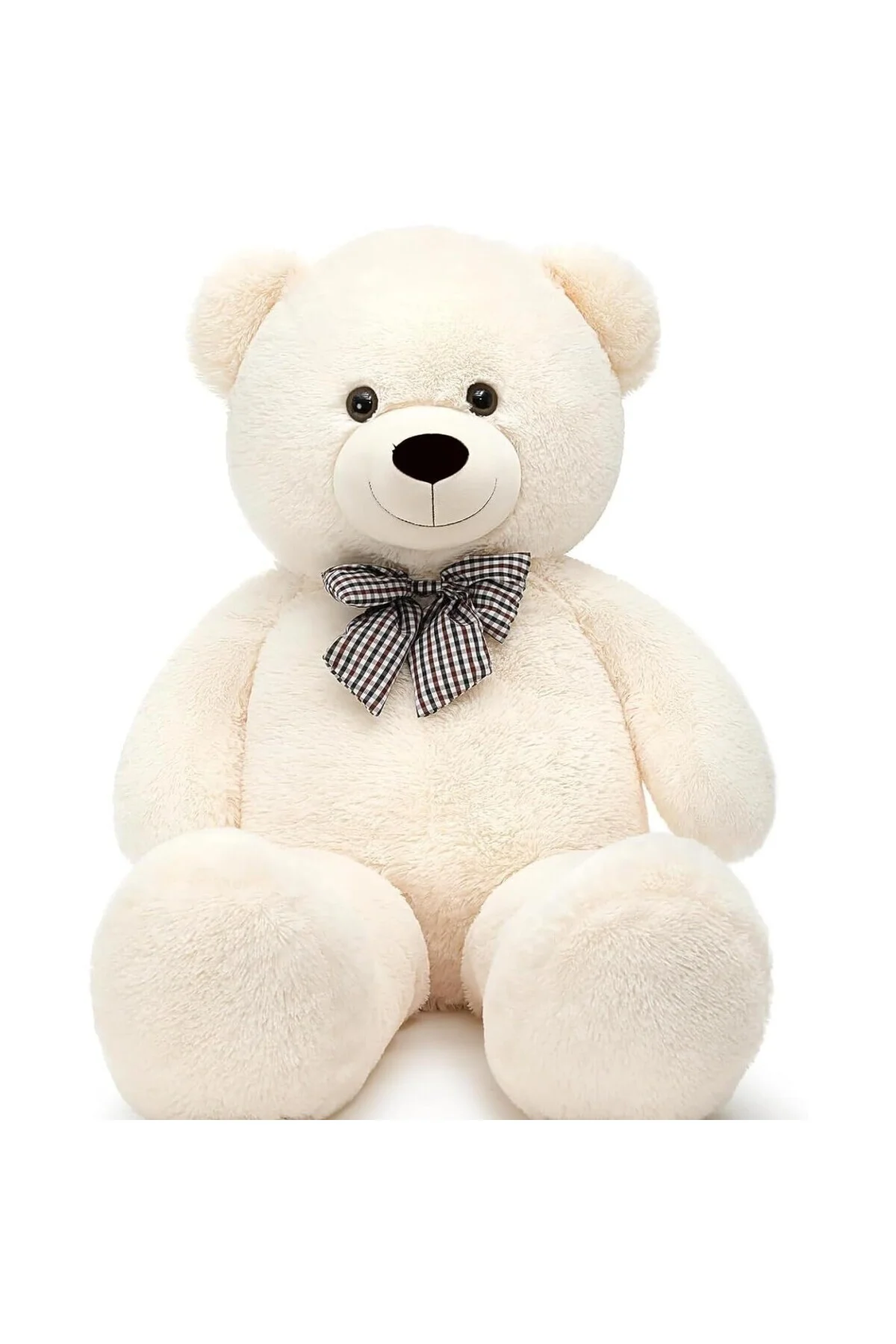 Peluş Ayı 120 cm Papyonlu Sevimli Ayı - Sevgiliye En Özel Hediye Beyaz
