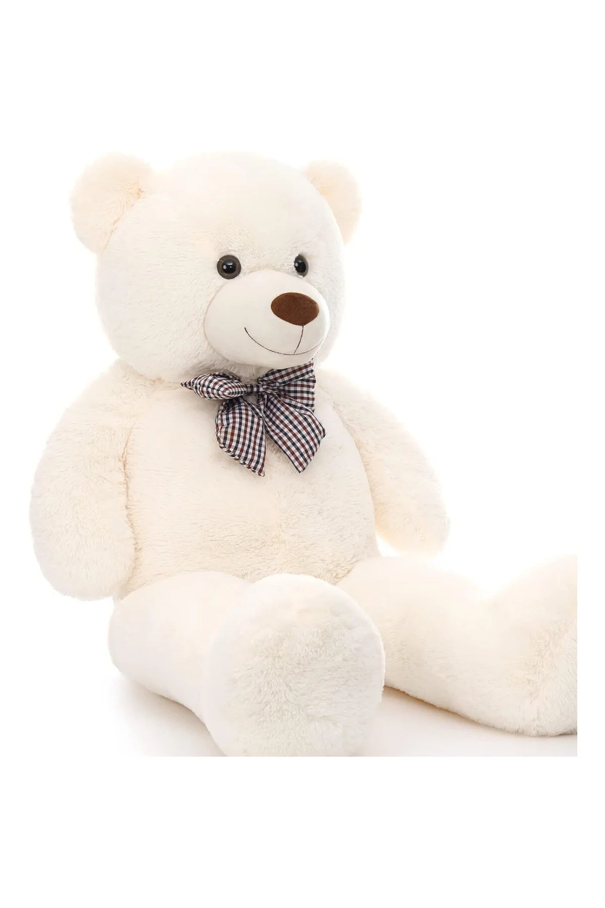 Peluş Ayı 120 cm Papyonlu Sevimli Ayı - Sevgiliye En Özel Hediye Beyaz