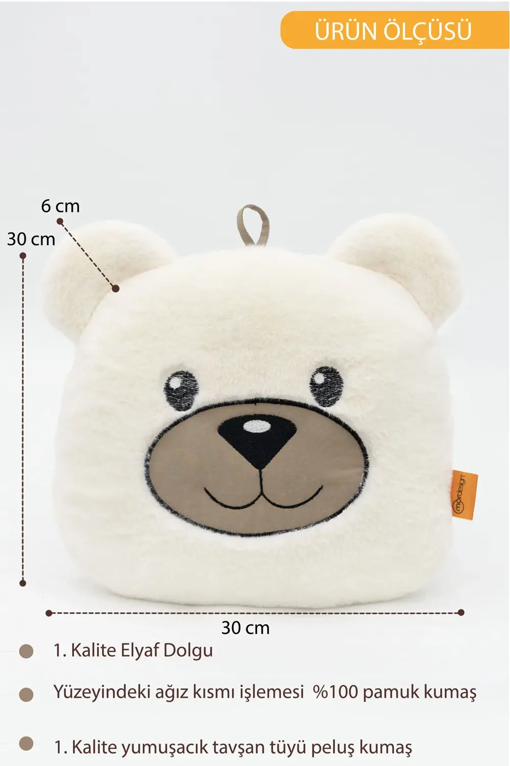 Peluş Ayı Yastık, Sevimli Ayı Nakışlı Kırlent, Peluş Ayı Oyuncak,