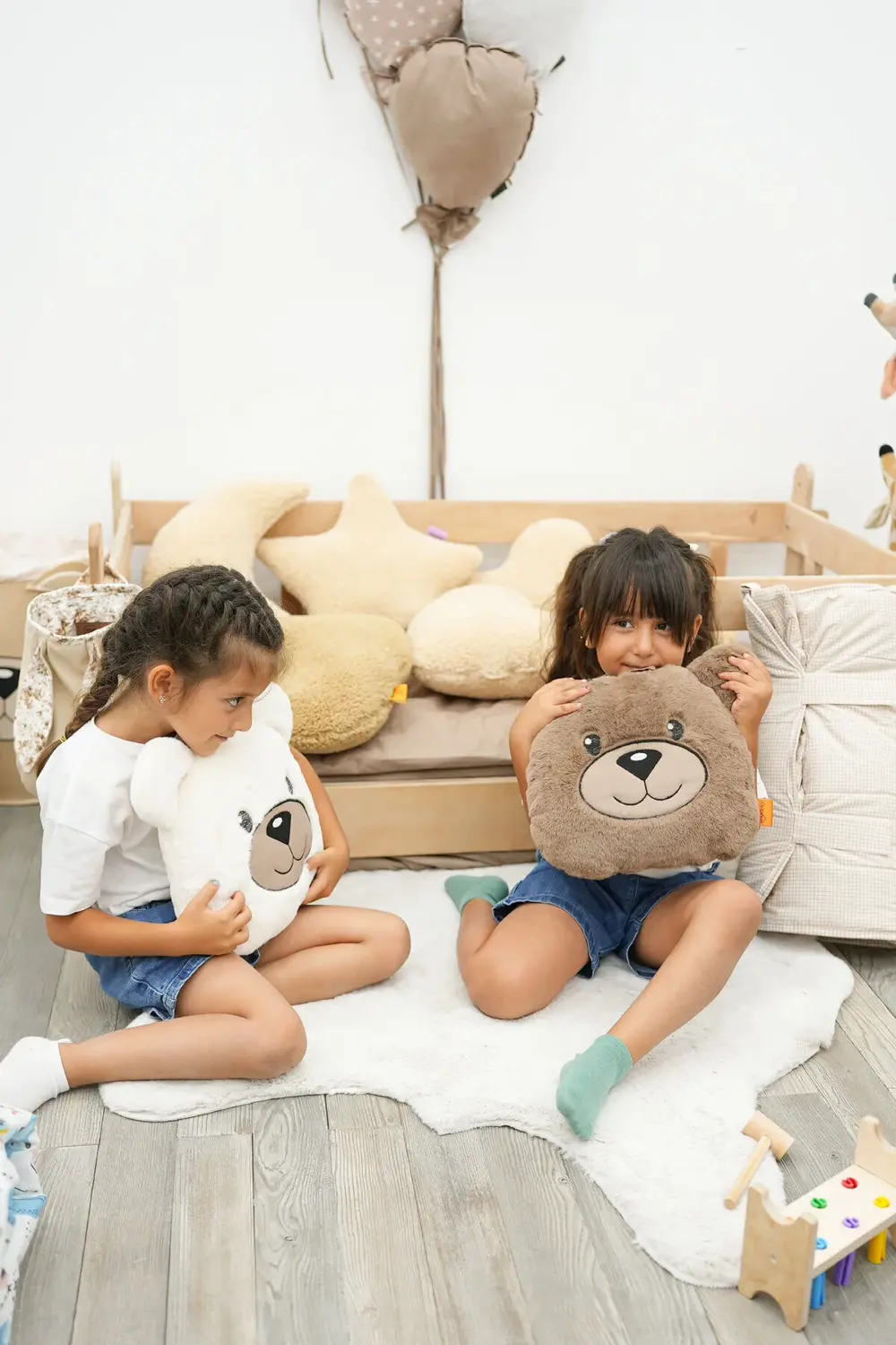 Peluş Ayı Yastık, Sevimli Ayı Nakışlı Kırlent, Peluş Ayı Oyuncak,