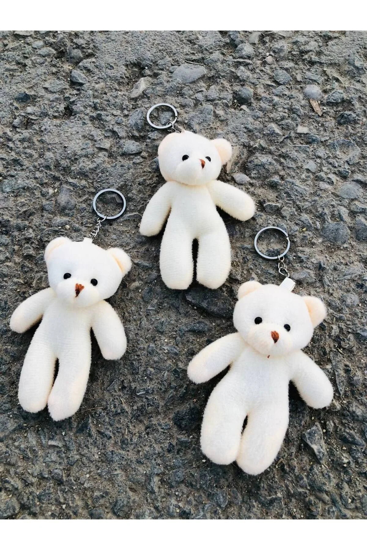 Peluş Ayıcık Anahtarlık Sevimli Peluş Ayıcık Anahtarlık Beyaz Ren