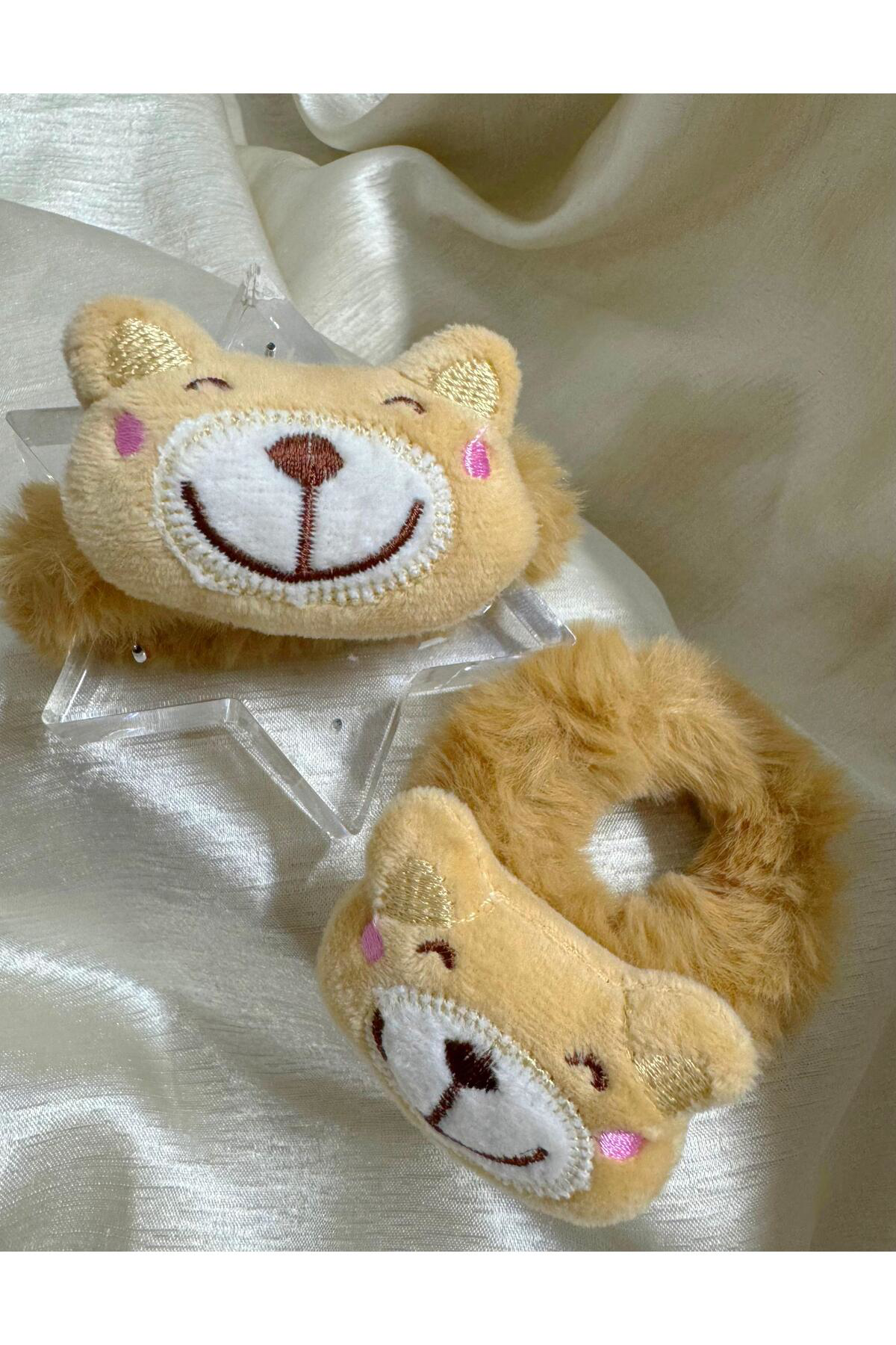 Arescollection Peluş Ayicikli Lastikli Simit Çocuk Saç Tokasi ( 1 Adet )