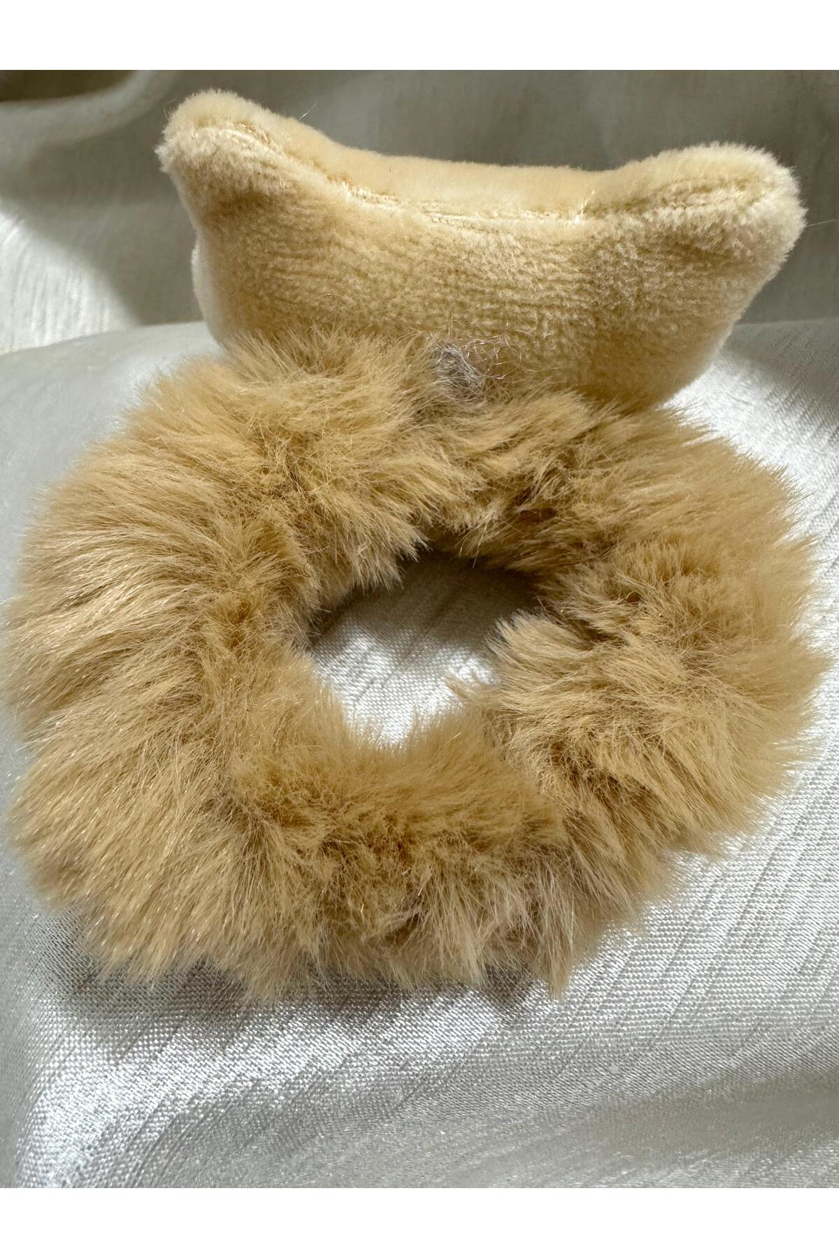 PELUŞ AYICIKLI LASTİKLİ SİMİT ÇOCUK SAÇ TOKASI ( 1 ADET )