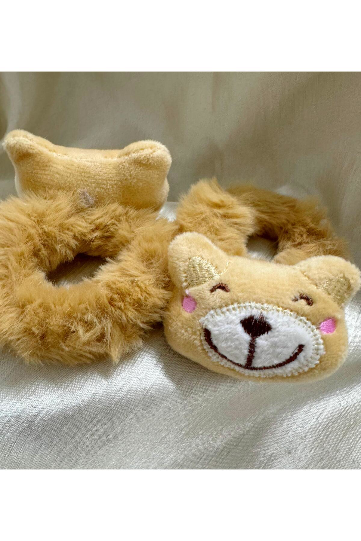 Arescollection Peluş Ayicikli Lastikli Simit Çocuk Saç Tokasi ( 1 Adet )