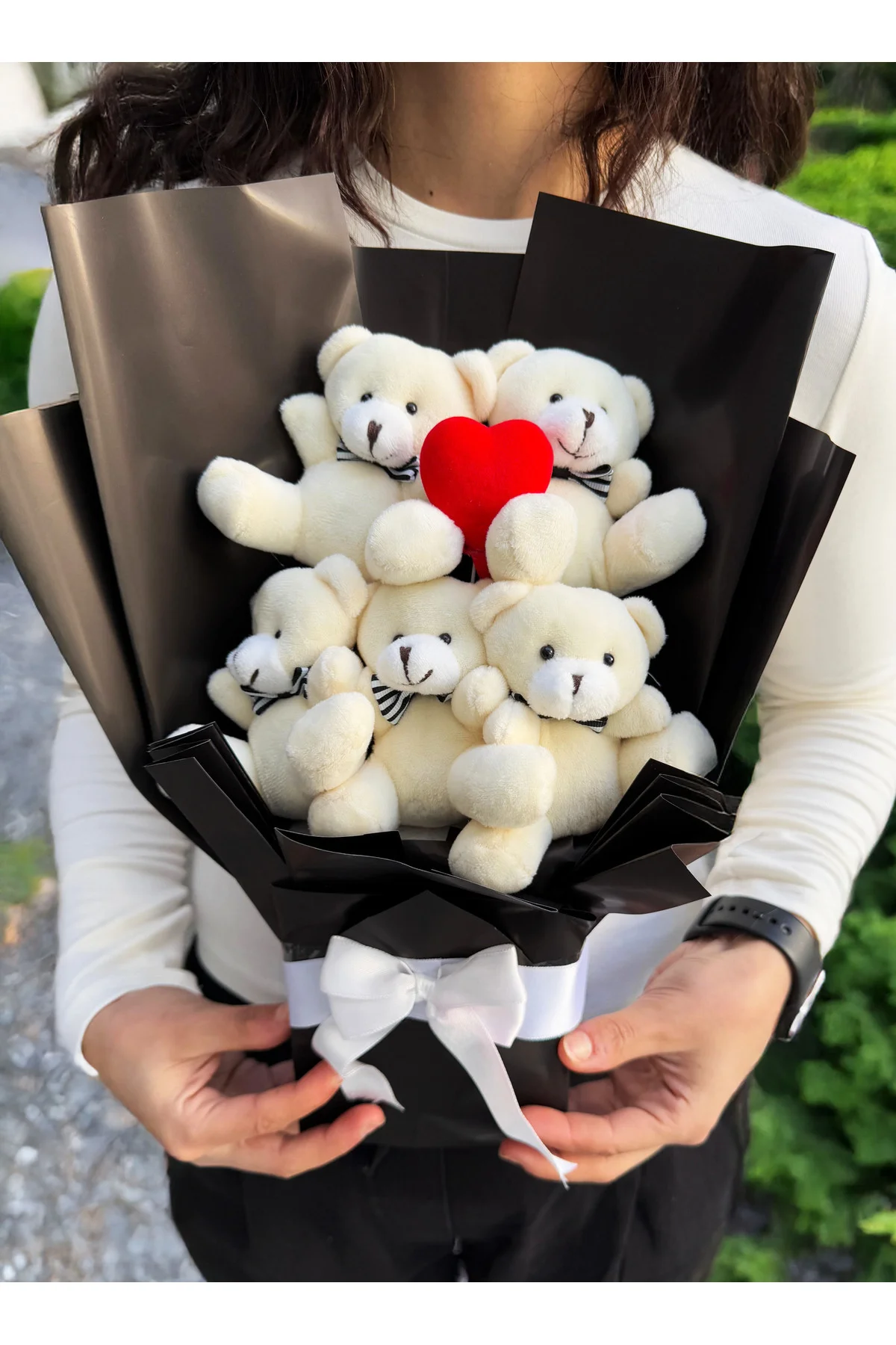 Peluş Buket Ayıcık Buketi Kalpli Sevgiliye Kız Arkadaşa Anneye Ab