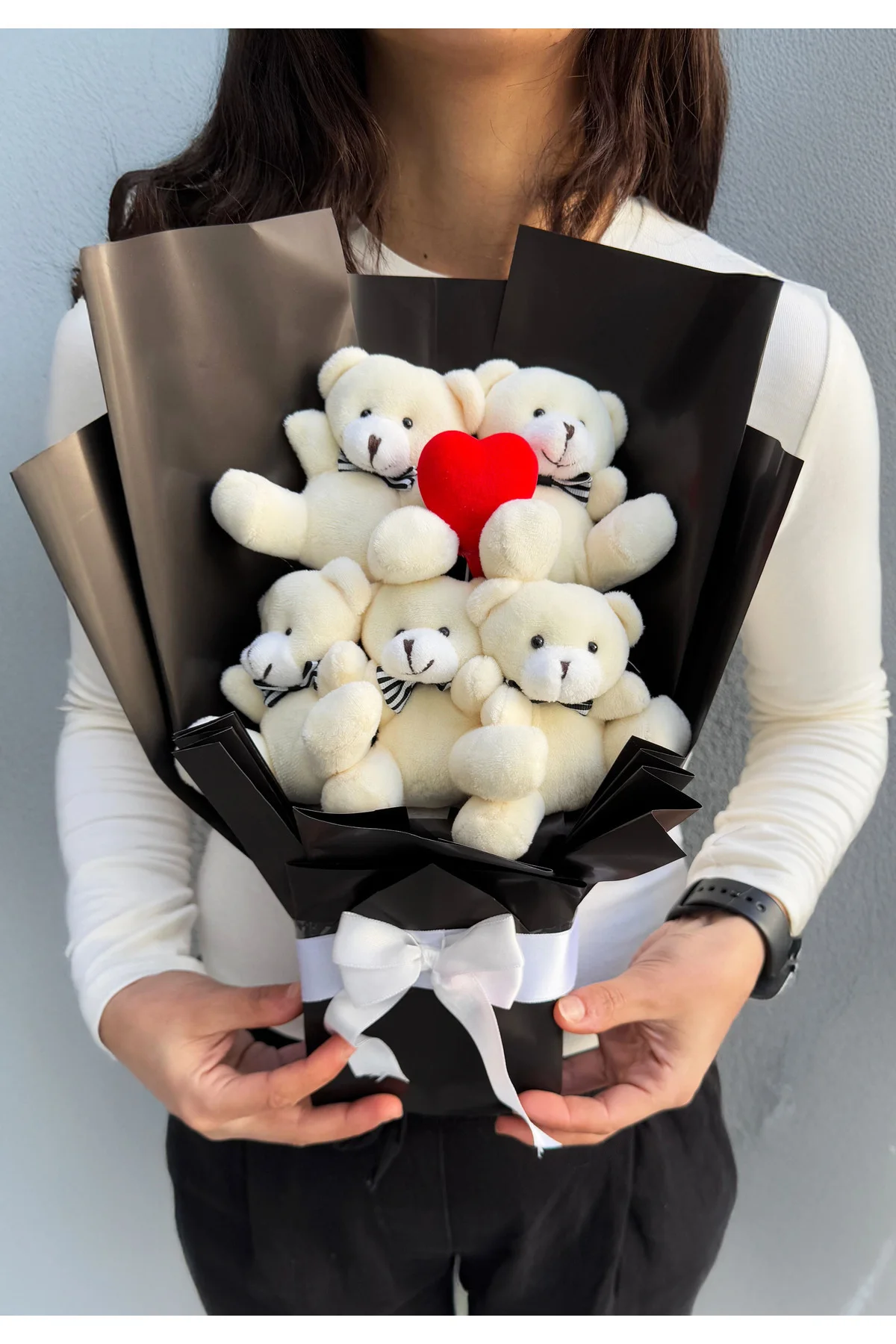 Peluş Buket Ayıcık Buketi Kalpli Sevgiliye Kız Arkadaşa Anneye Ab