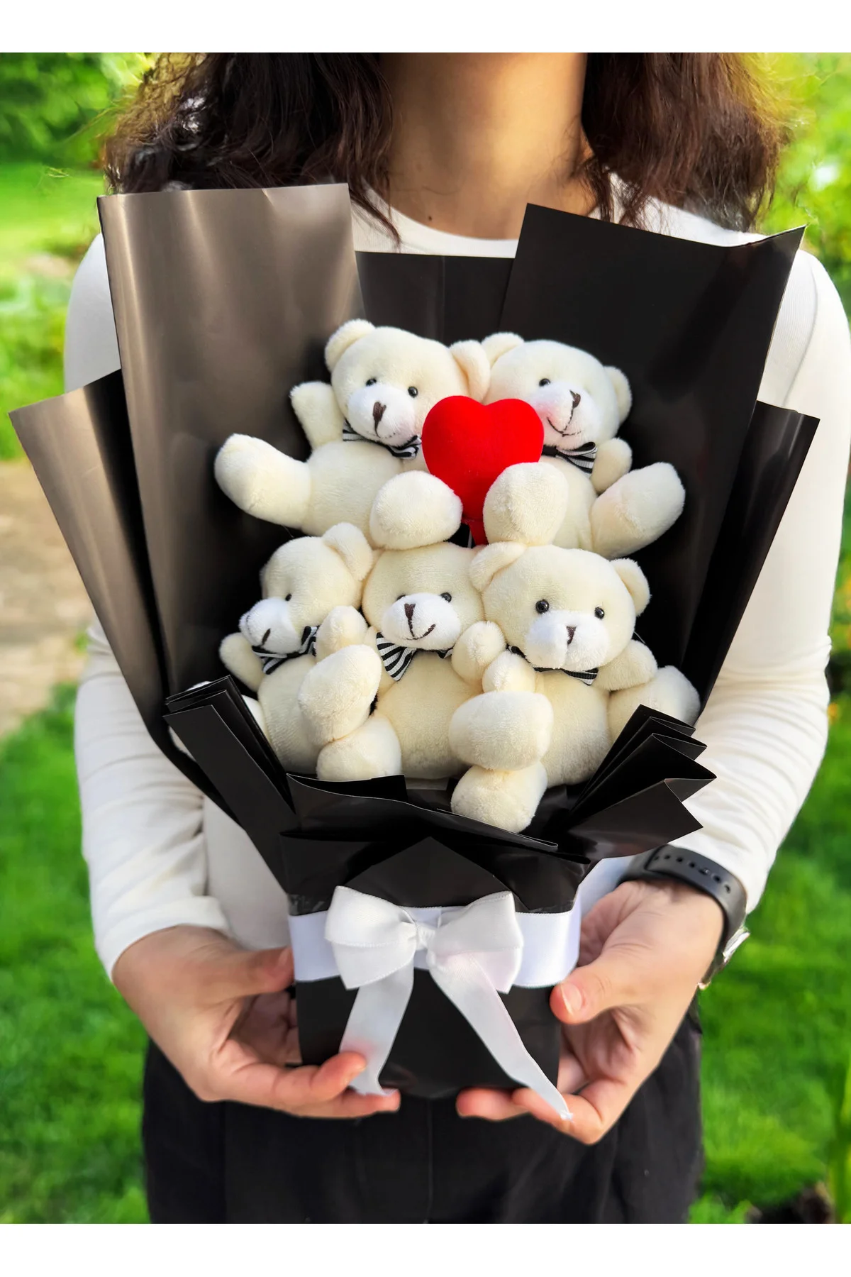 Peluş Buket Ayıcık Buketi Kalpli Sevgiliye Kız Arkadaşa Anneye Ab