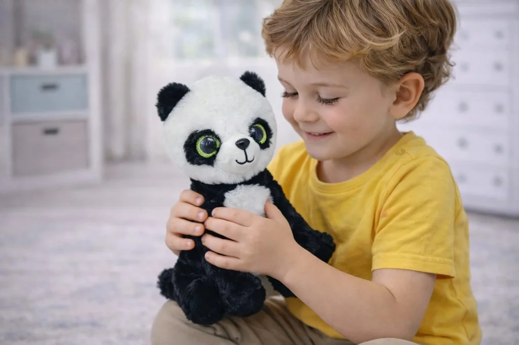 Peluş Cam Gözlü Hayvanlar 25 cm - Panda - 1 ADET