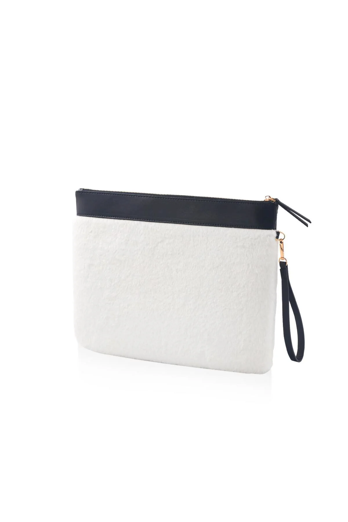 Peluş Clutch Çanta Beyaz 26x33 Cm