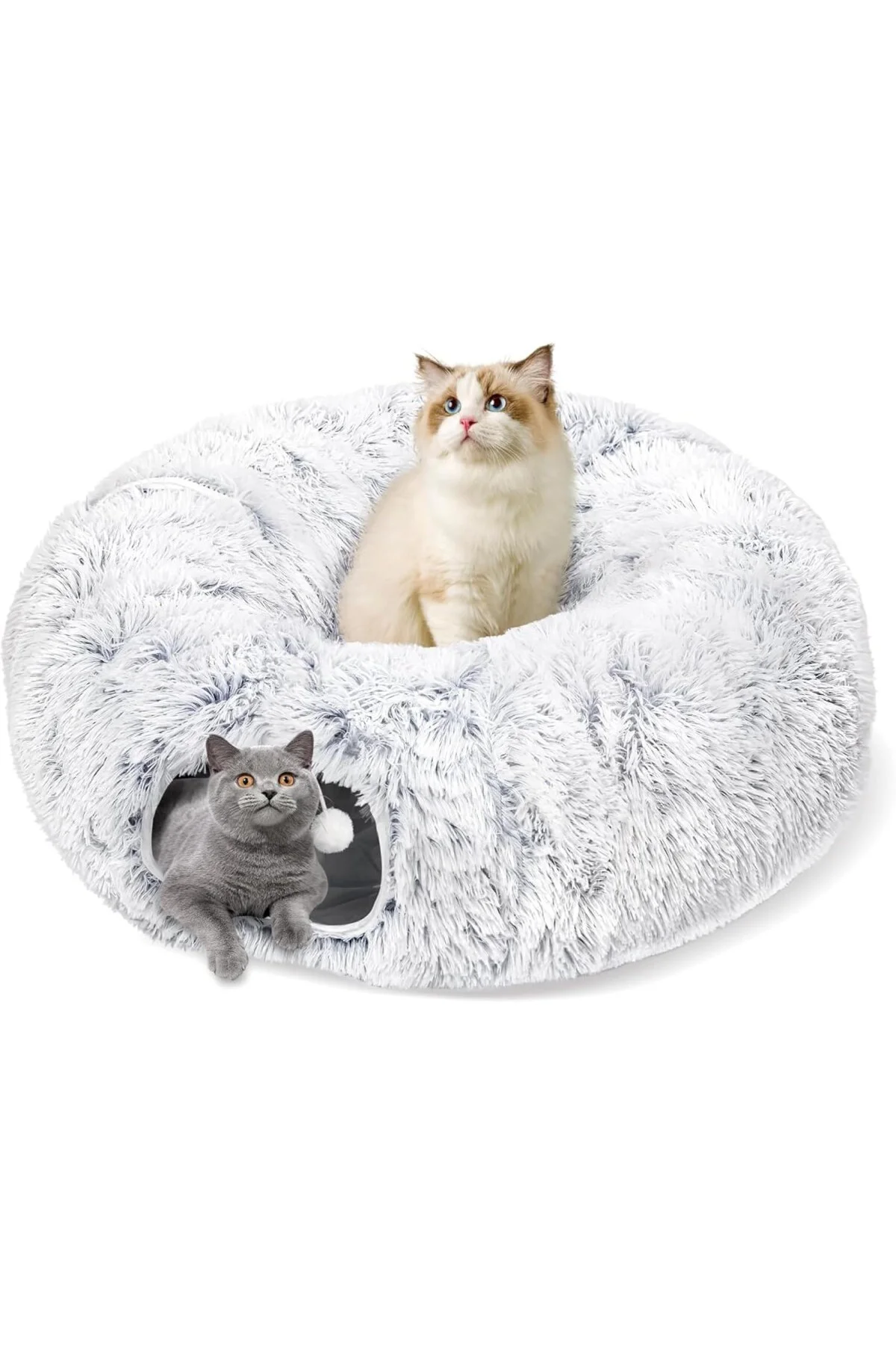 Peluş Donut Kedi Yatağı, Sert ve Dayanıklı Yapı, Tırmalamaya Daya