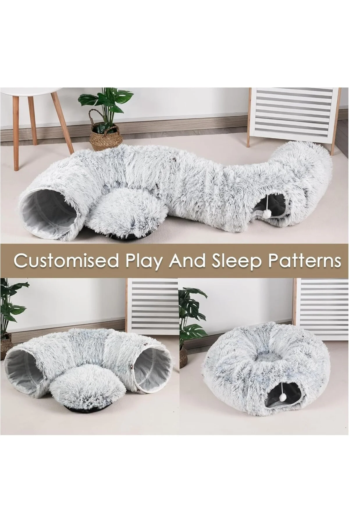 Peluş Donut Kedi Yatağı, Sert ve Dayanıklı Yapı, Tırmalamaya Daya