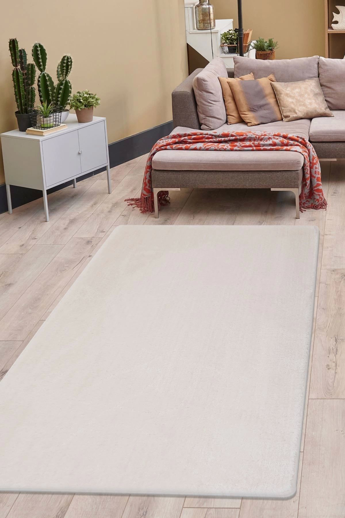 Dijidekor Peluş Halı Açık Vizon Cool Yıkanabilir Post Kesme Yolluk Kilim Sa