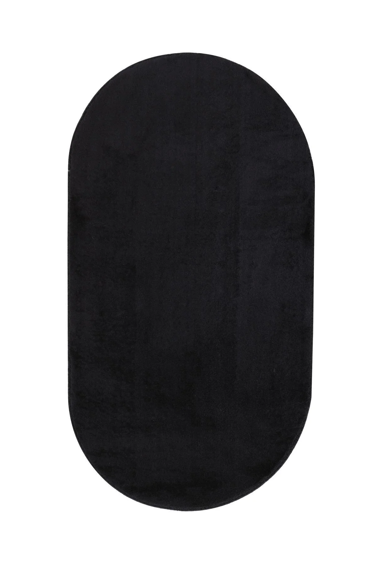 Peluş Halı Siyah Cool Yıkanabilir Oval Post Kesme Yolluk Kilim Salon Halısı Modelleri