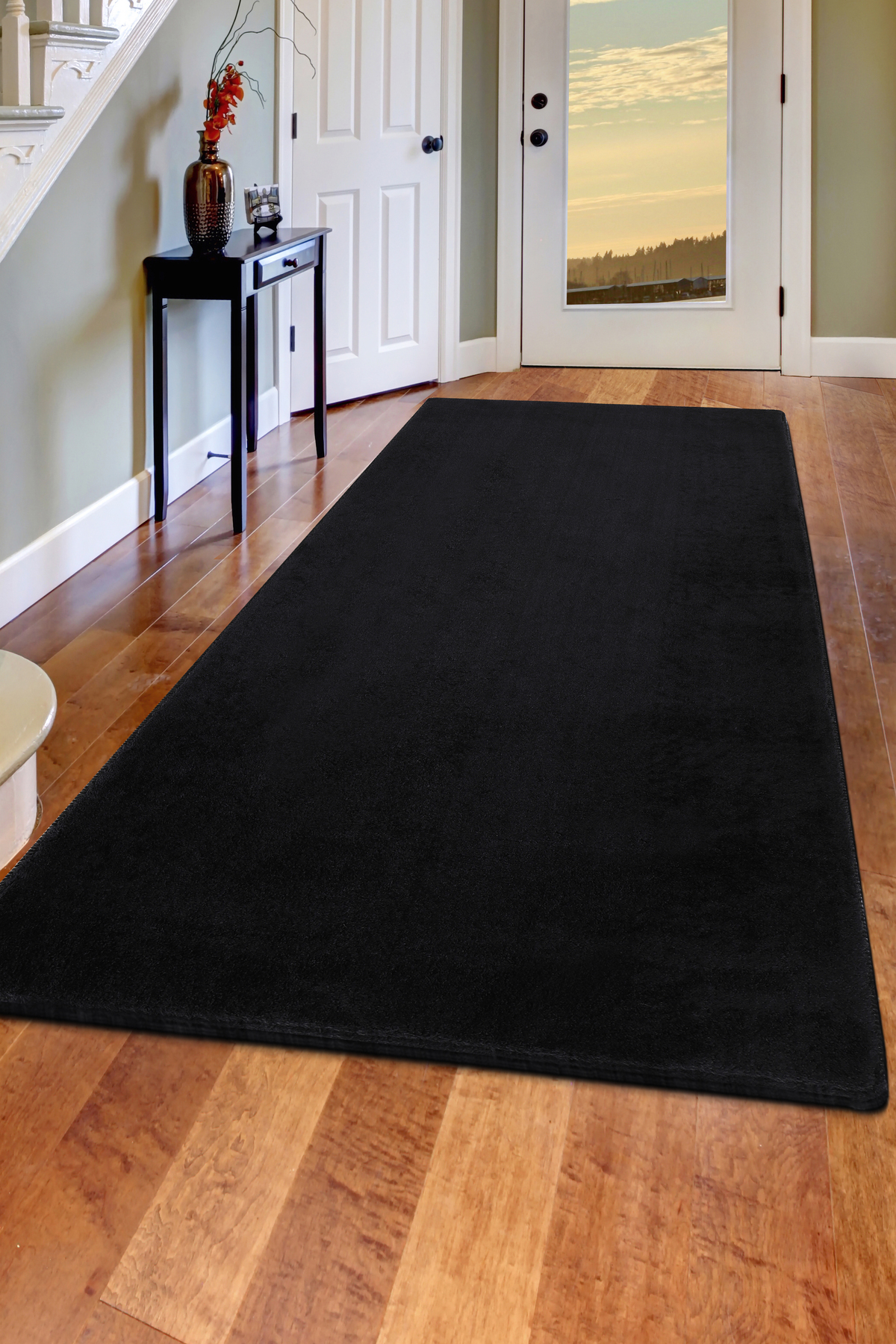 PELUŞ HALI SİYAH RENK Yıkanabilir Kaymaz Kesme HALI Yolluk 200x650 Fiyatı, Yorumları ve Özellikleri
