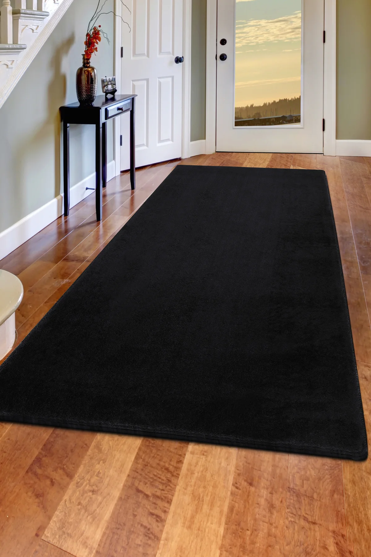 PELUŞ HALI SİYAH RENK Yıkanabilir Kaymaz Kesme HALI Yolluk 120x180