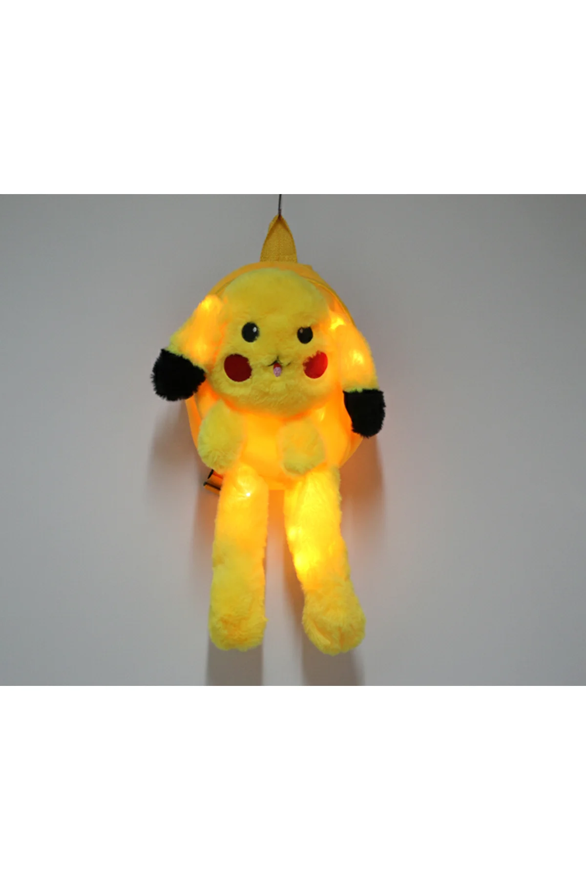 Peluş Işıklı Oynar Kulaklı Pikachu Sırt Çantası