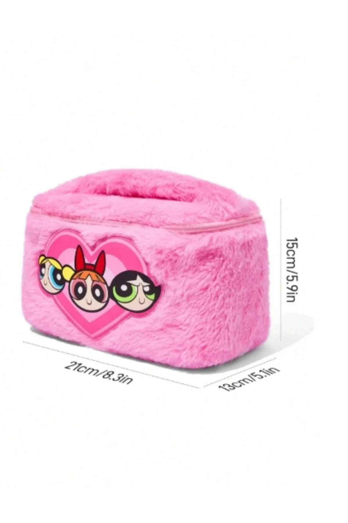 Peluş Karakter Desenli Pembe Kalp Detaylı Çok Amaçlı Fermuarlı Çanta / Makyaj Kutusu - Görsel 7