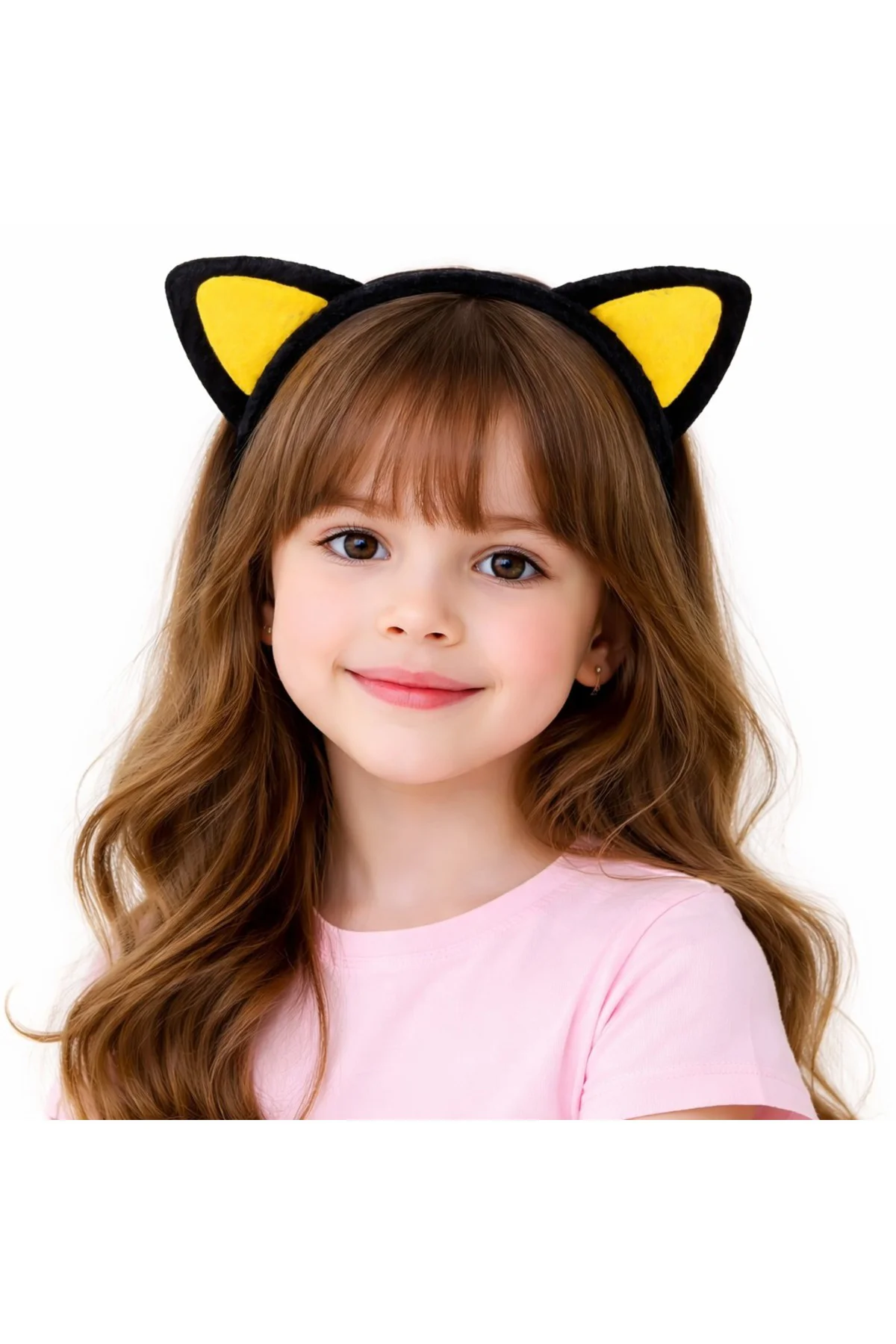Peluş Kedi Kulak Taç Sarı Siyah – Çocuk Parti Kamp; Kostüm Tacı