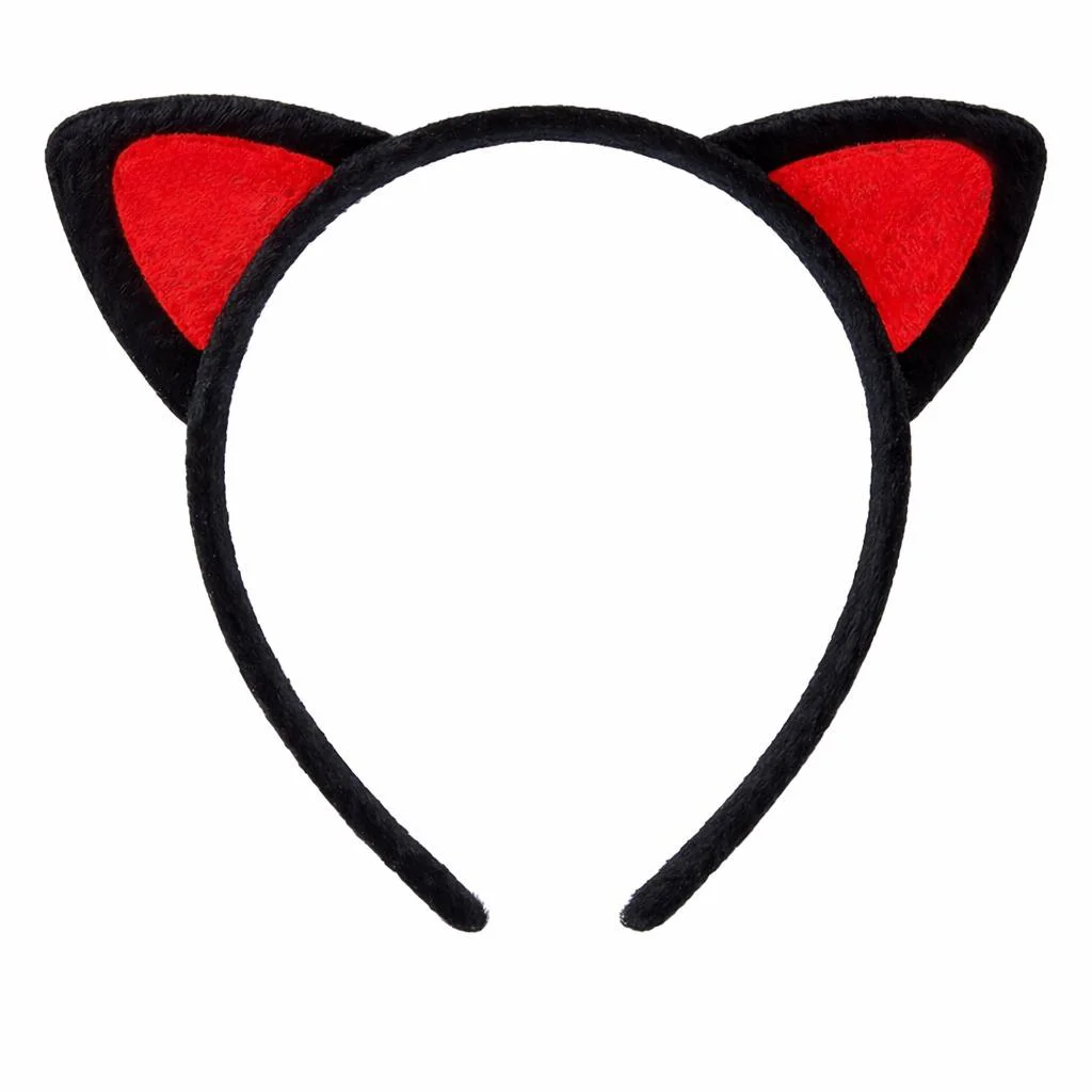 Peluş Kedi Kulak Taç Kırmızı Siyah – Çocuk Parti &amp; Kostüm Tac