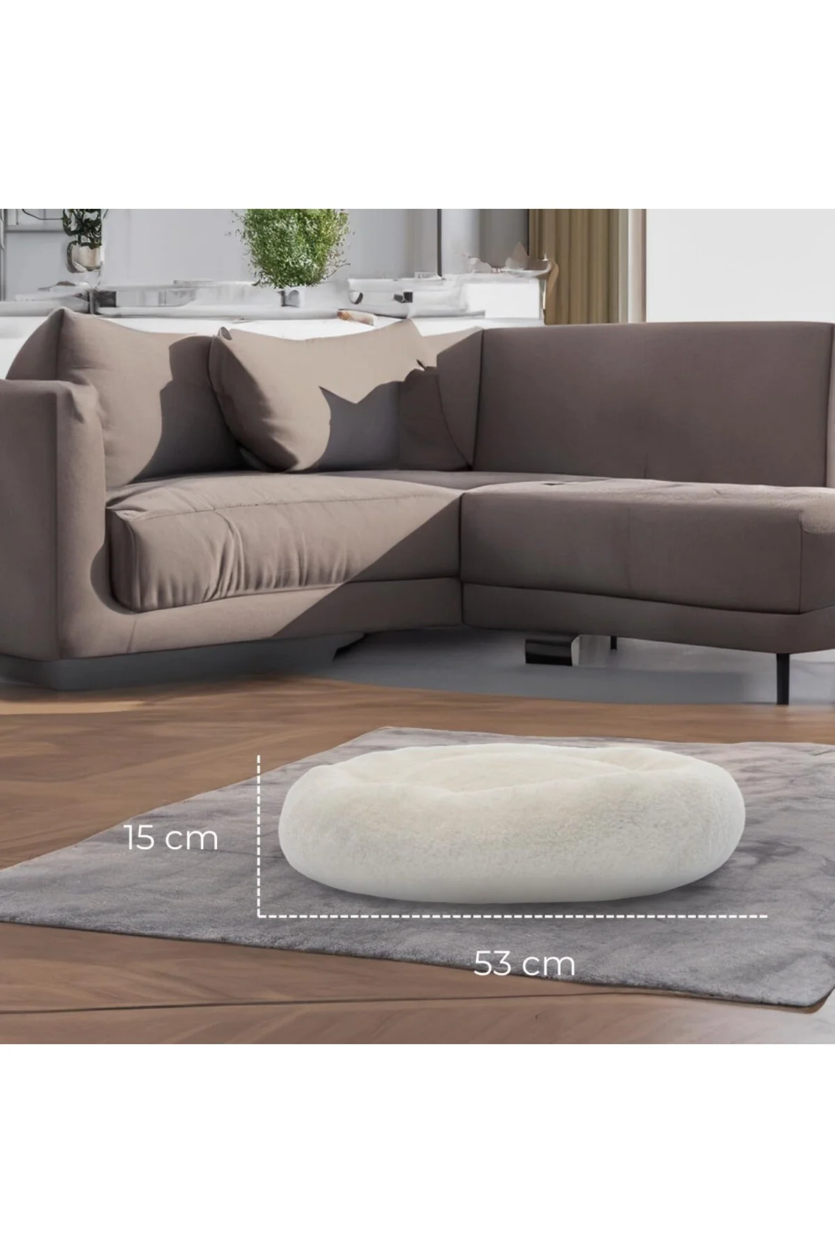 Peluş Kedi ve Köpek Yatağı Beyaz Renkte, Ekonomik Kedi Yatağı Bey