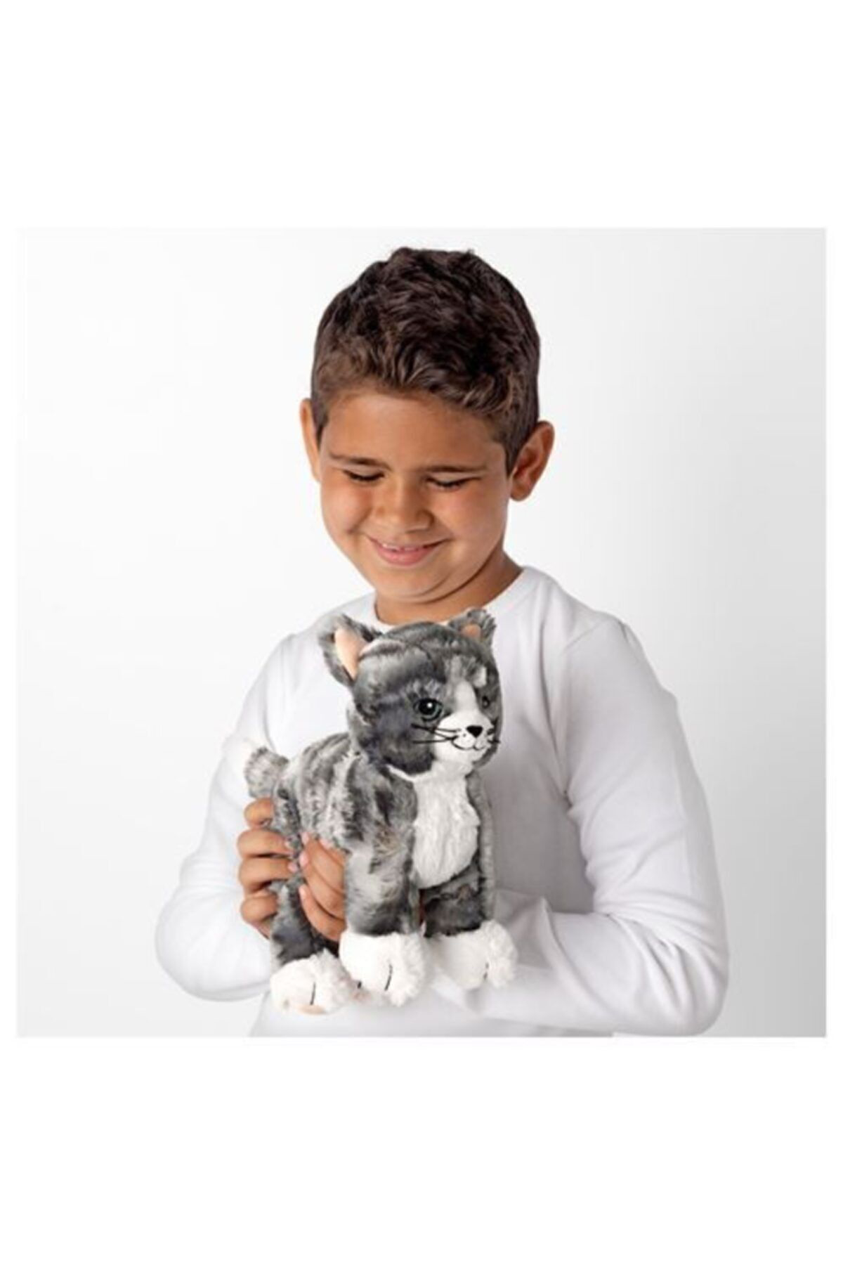 İkea Peluş Kedi Yumuşak Oyuncak, Gri-Beyaz Meridyendukkan Oyuncak Kedi