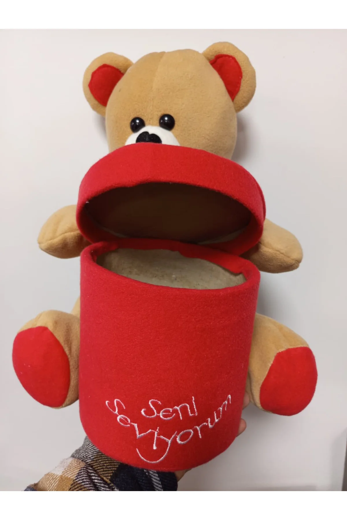Peluş Kutulu Seni Seviyorum Ayı Kırmızı&Kahve