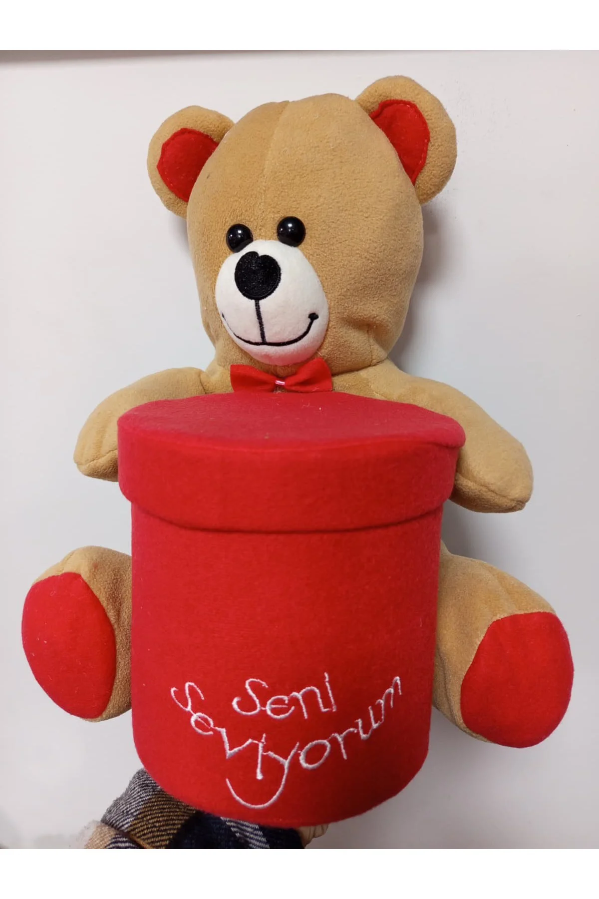 Peluş Kutulu Seni Seviyorum Ayı Kırmızı&Kahve
