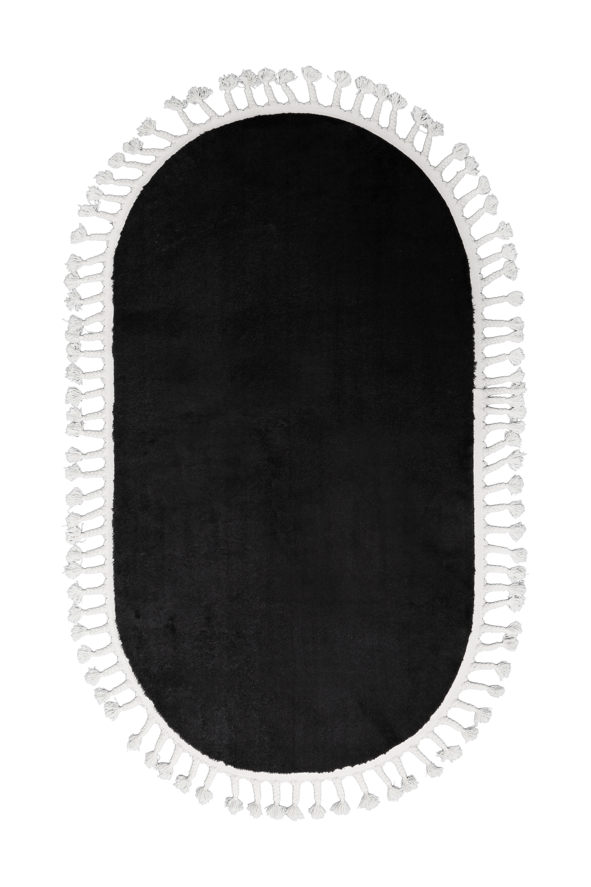 PELUŞ Oval Saçaklı HALI SİYAH RENK Silinebilir 60x900 Fiyatı, Yorumları ve Özellikleri