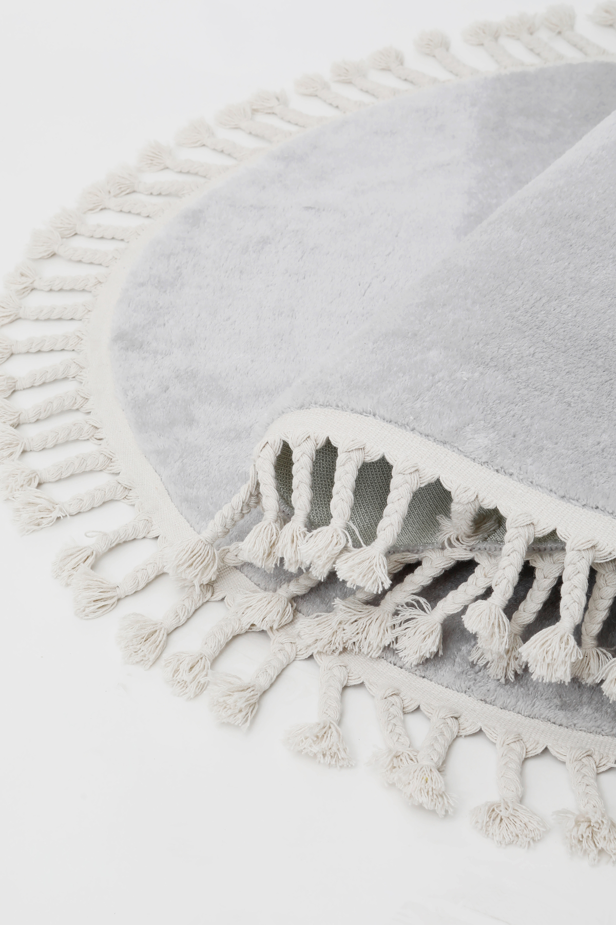 PELUŞ Oval Saçaklı HALI AÇIK GRİ RENK Silinebilir 80x200