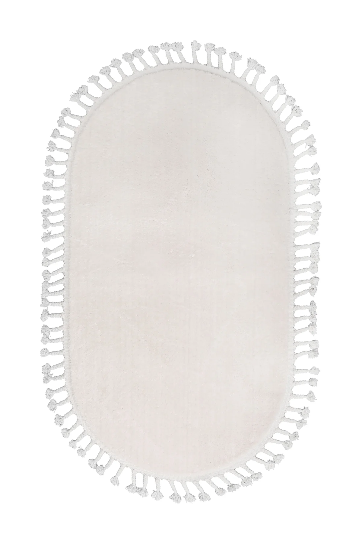 PELUŞ Oval Saçaklı HALI VİZON RENK Silinebilir 160x250 (4 metrekare)