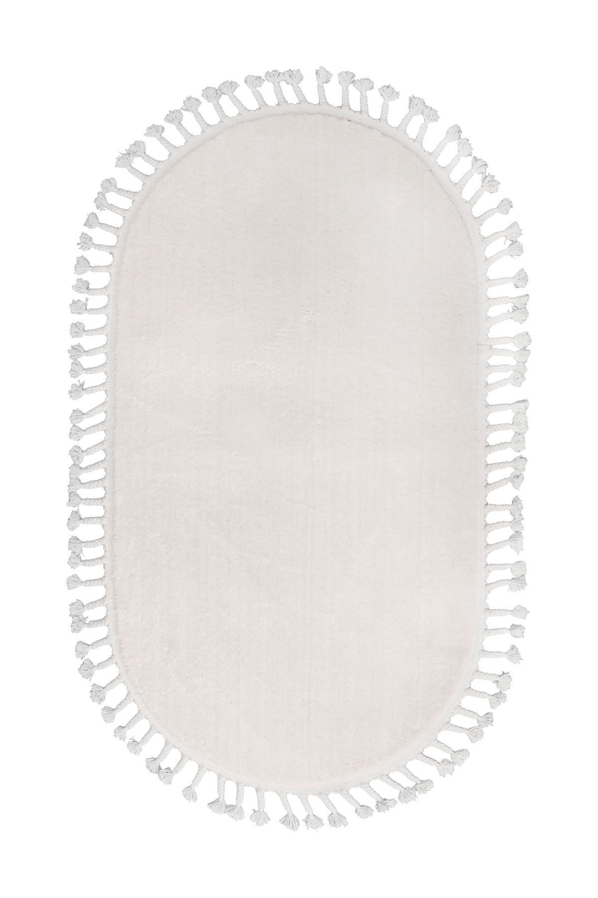 PELUŞ Oval Saçaklı HALI VİZON RENK Silinebilir 60x800
