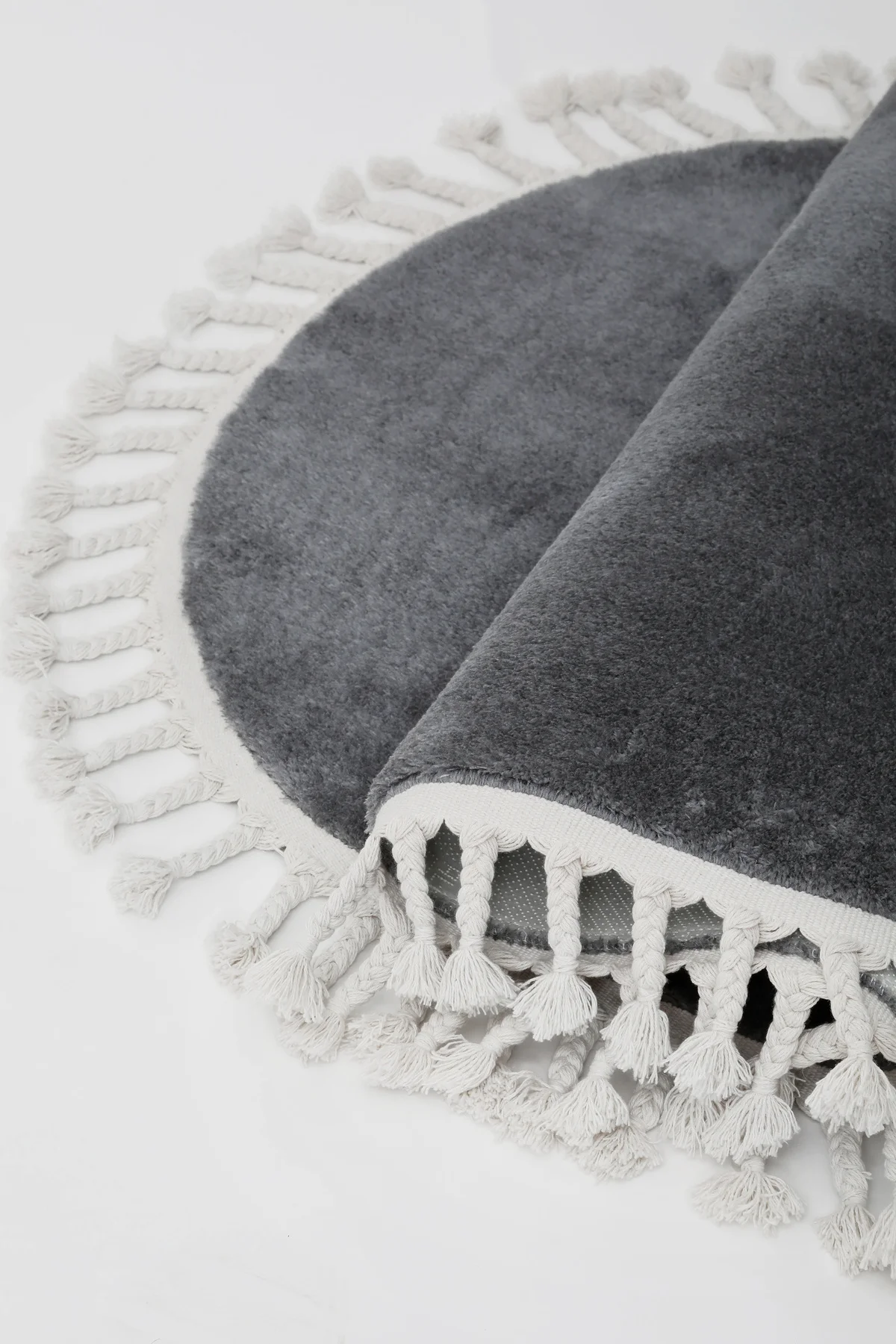 PELUŞ Oval Saçaklı HALI KOYU GRİ RENK Silinebilir 100x250 PELUŞ Oval Saçaklı HALI KOYU GRİ RENK Silinebilir 100x250