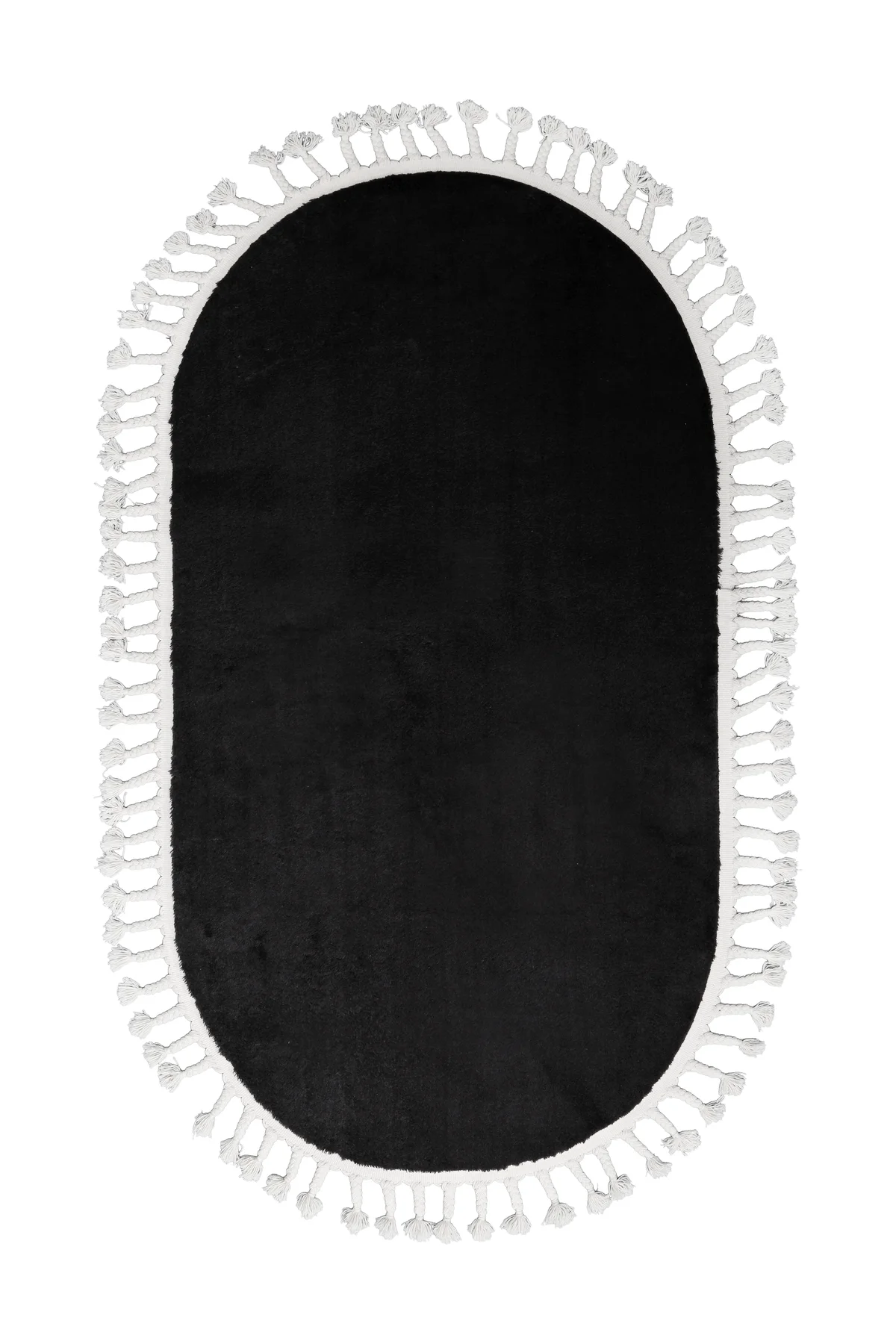 PELUŞ Oval Saçaklı HALI SİYAH RENK Silinebilir 200x250 PELUŞ Oval Saçaklı HALI SİYAH RENK Silinebilir 200x250 - Görsel 2