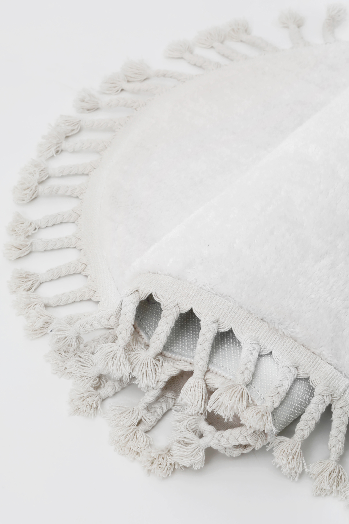 PELUŞ Oval Saçaklı HALI BEYAZ RENK Silinebilir 60x400