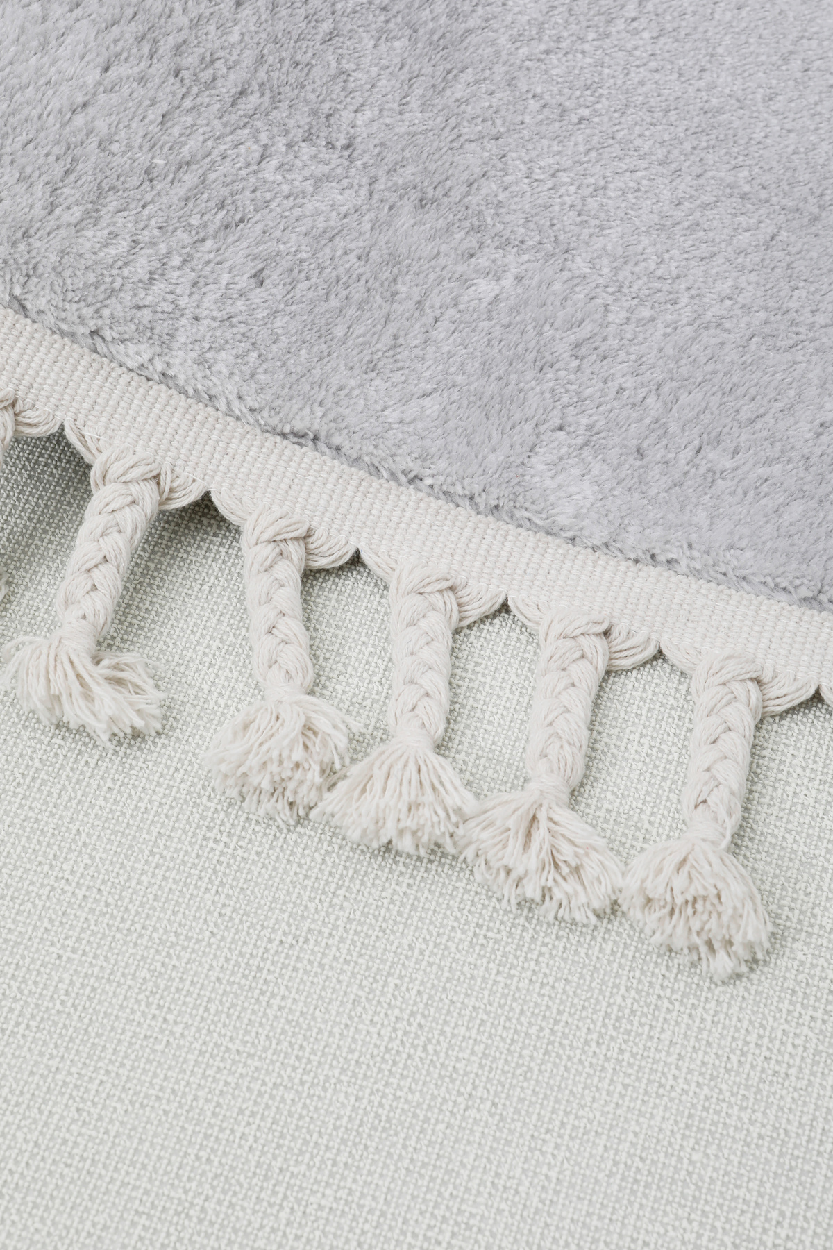 PELUŞ Oval Saçaklı HALI AÇIK GRİ RENK Silinebilir 80x400