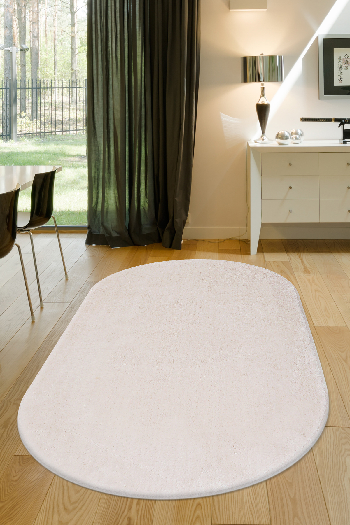 PELUŞ Oval Saçaksız HALI VİZON RENK Silinebilir Yolluk 60x350