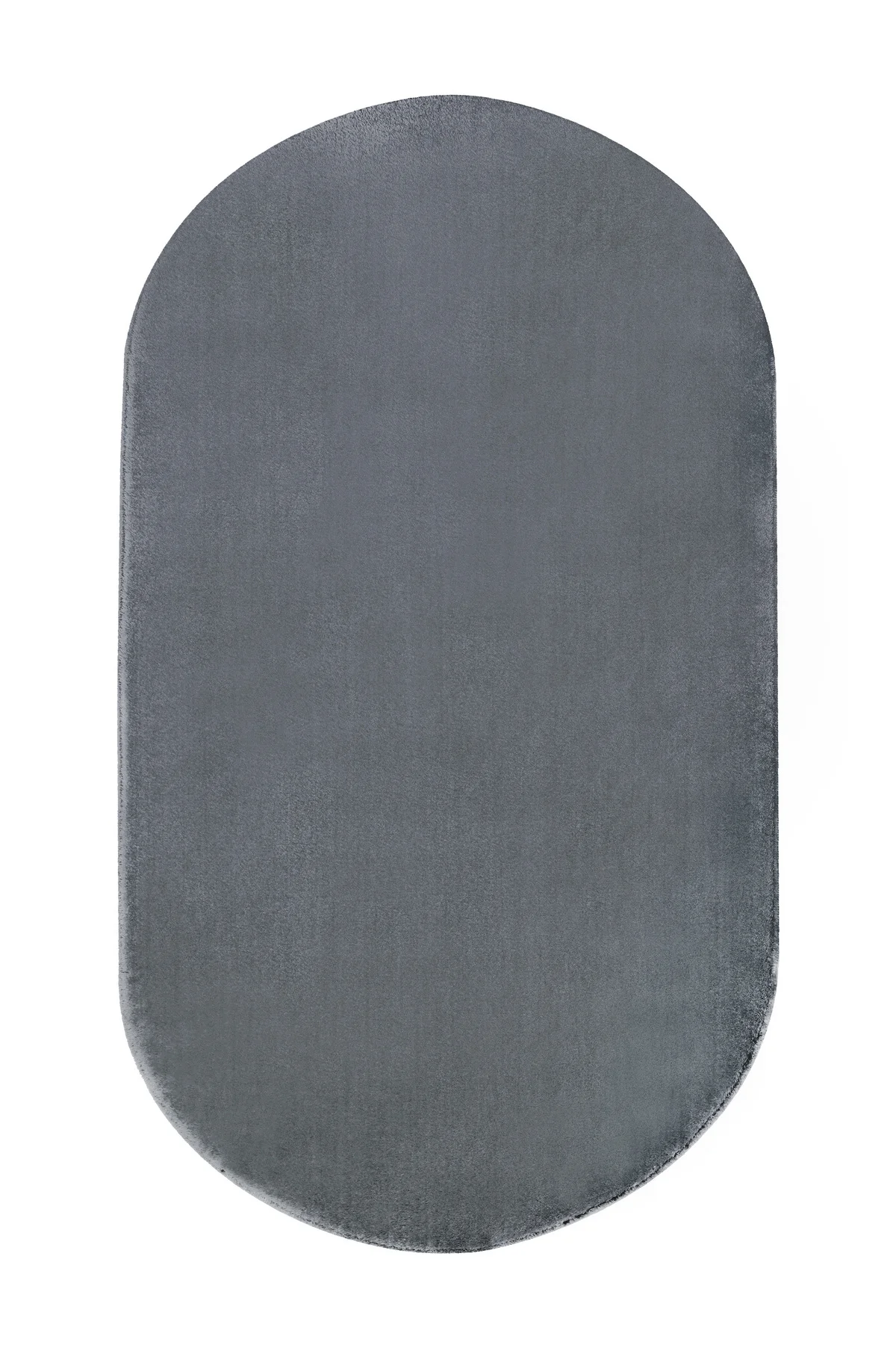 PELUŞ Oval Saçaksız HALI KOYU GRİ RENK Silinebilir Yolluk 80x120