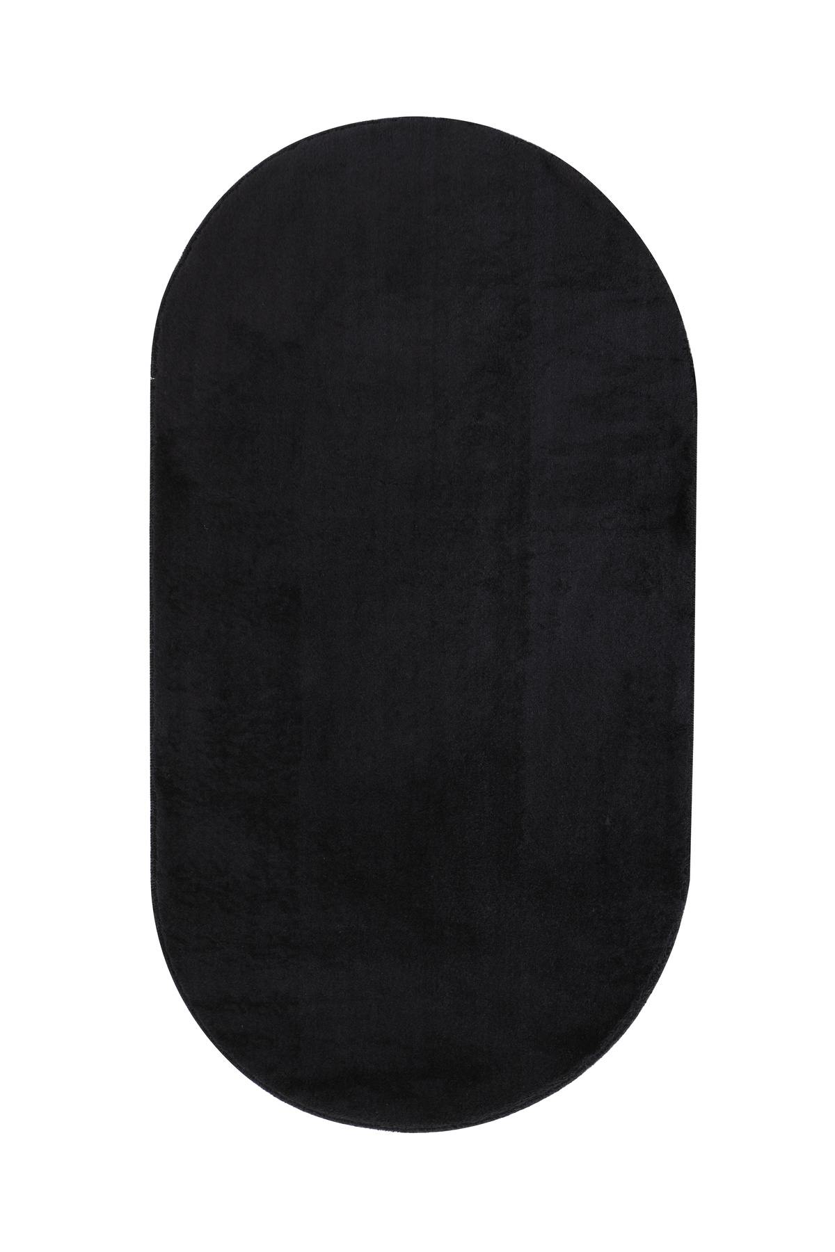 PELUŞ Oval Saçaksız HALI SİYAH RENK Silinebilir Yolluk 80x200