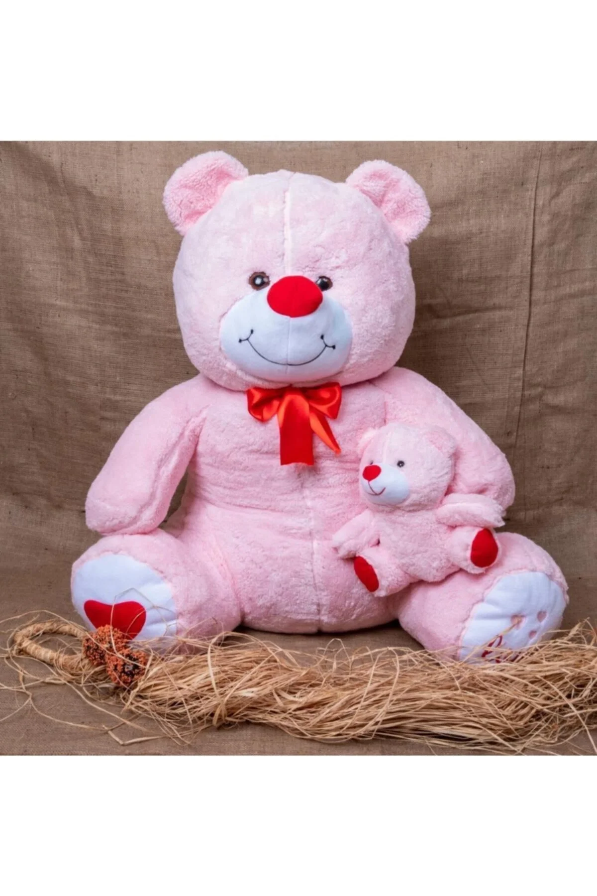 Peluş oyuncak ayıcık yavrulu 100 cm pembe 3 yaş ve üzeri çocuklar için - 100 cm Boyut