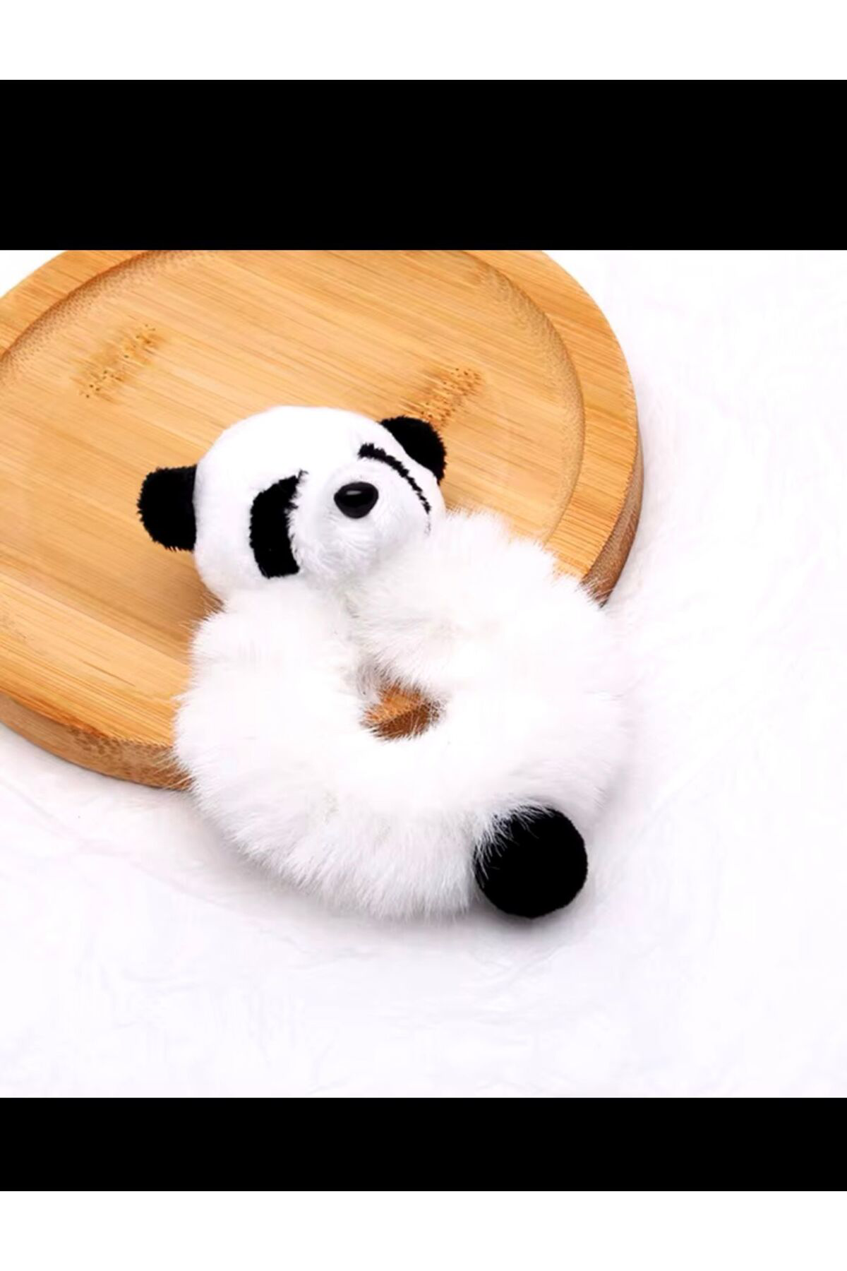 Arescollection Peluş Pandali Lastikli Saç Tokasi