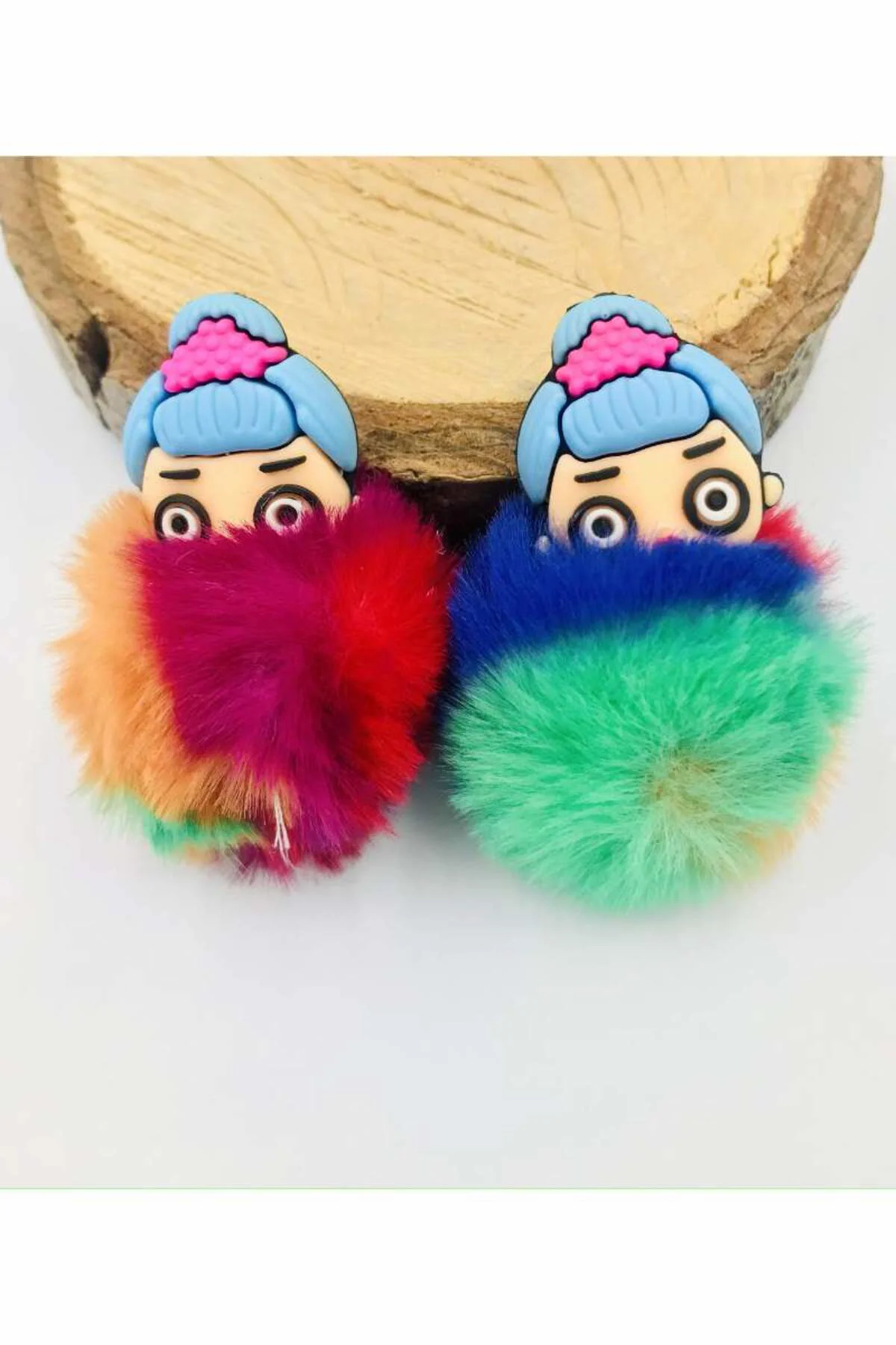 Peluş Pon Ponlu Silikon Figürlü Mandal Toka