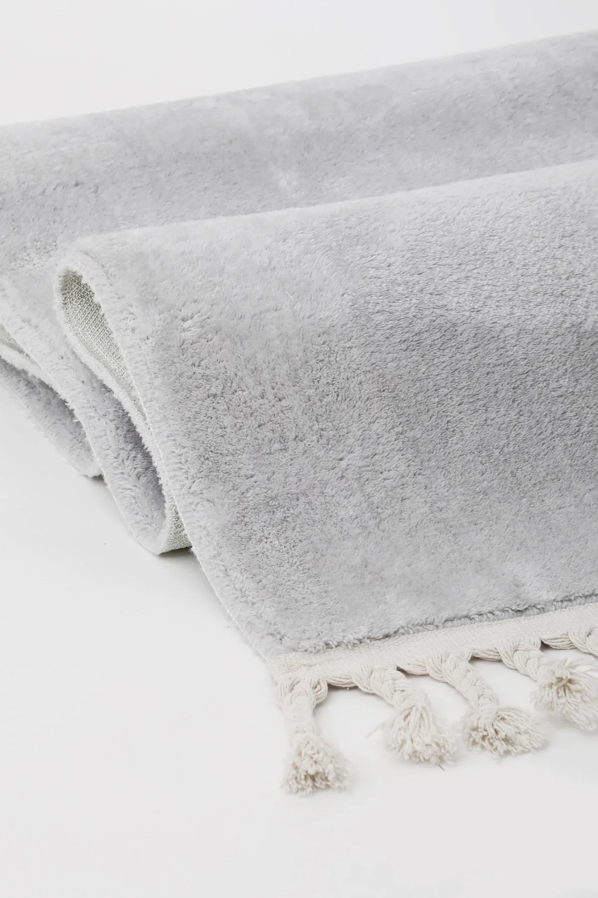 PELUŞ Saçaklı HALI AÇIK GRİ RENK Silinebilir 140x400