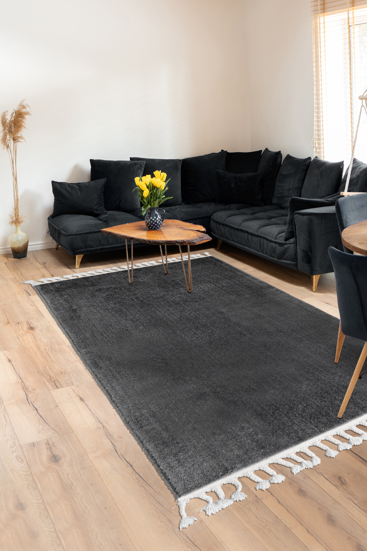 PELUŞ Saçaklı HALI KOYU GRİ RENK Silinebilir 60x350 Fiyatı, Yorumları ve Özellikleri